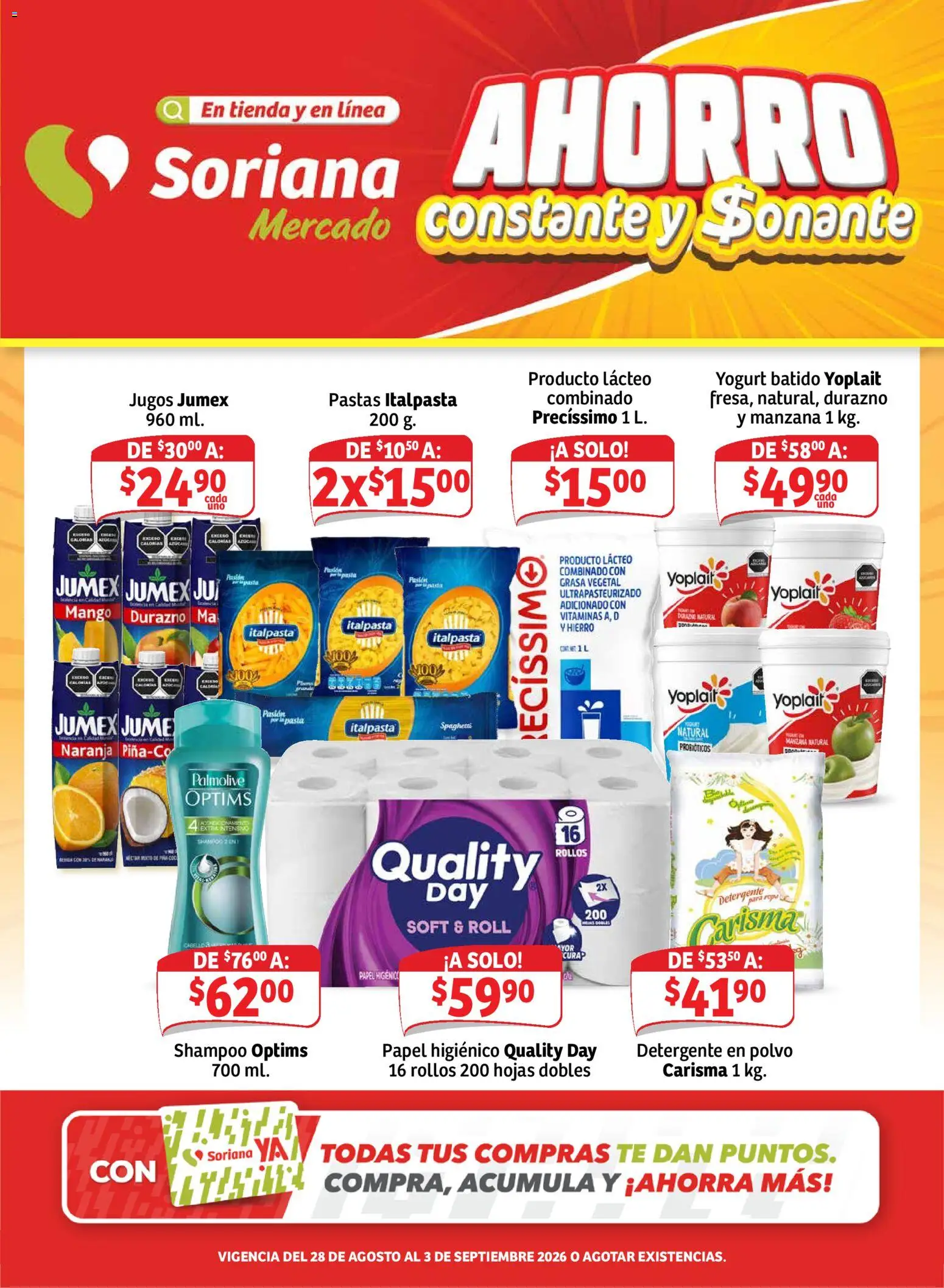 Nuevas ofertas de Soriana válidas en toda la República Mexicana desde el 28/08/2026. ¡Encuentra las mejores ofertas en Soriana Ahorro constante y sonante Soriana Mercado Nacional! | Página: 1