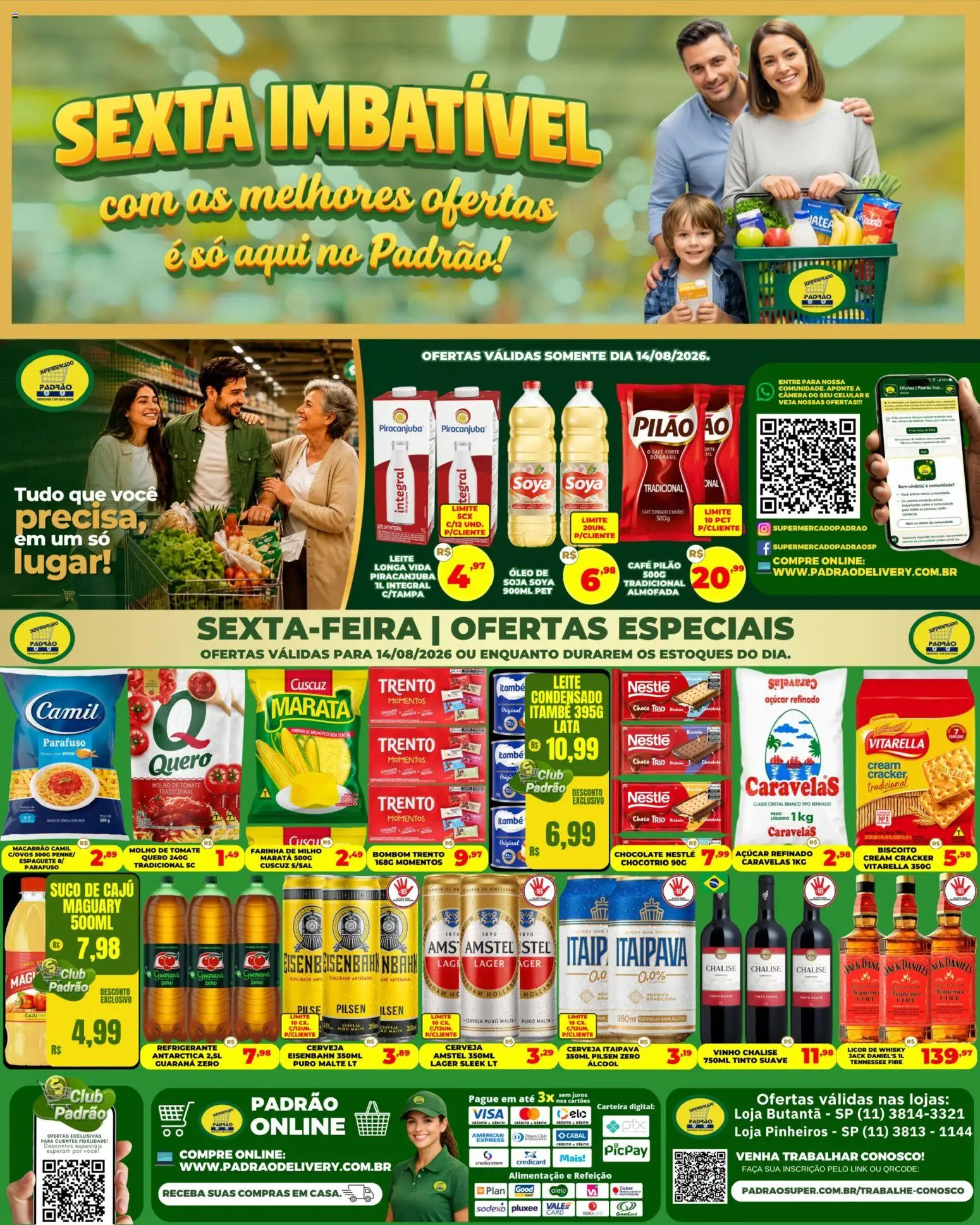 Supermercado Padrão Folheto - válido de 14/08/2026 | Página: 1 | Produtos: Espaguete, Farinha, Macarrão, Milho
