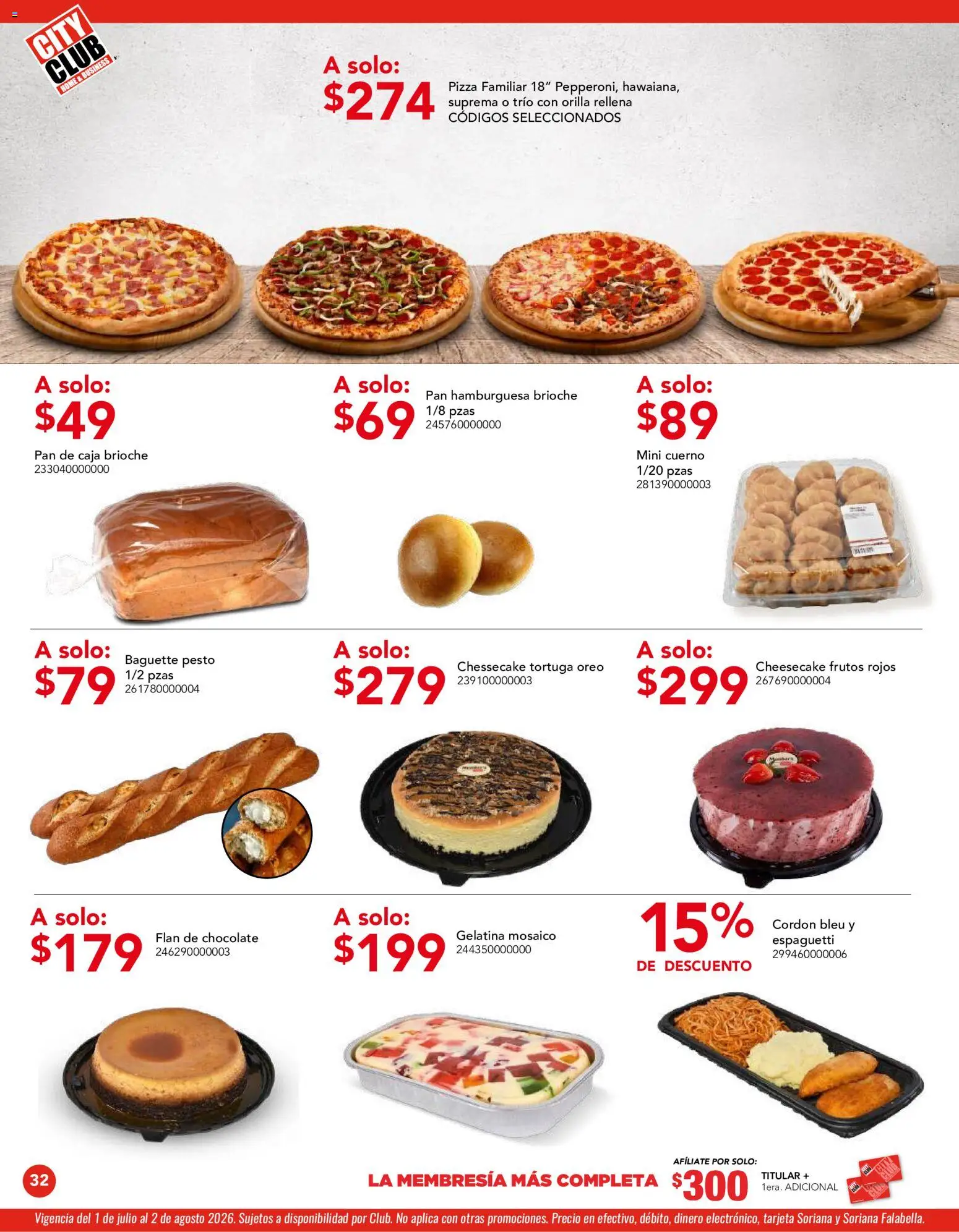 Nuevas ofertas de City Club válidas en toda la República Mexicana desde el 01/07/2026. ¡Encuentra las mejores ofertas en City Club catálogo! | Página: 32 | Productos: Gelatina, Chocolate, Pizza, Caja