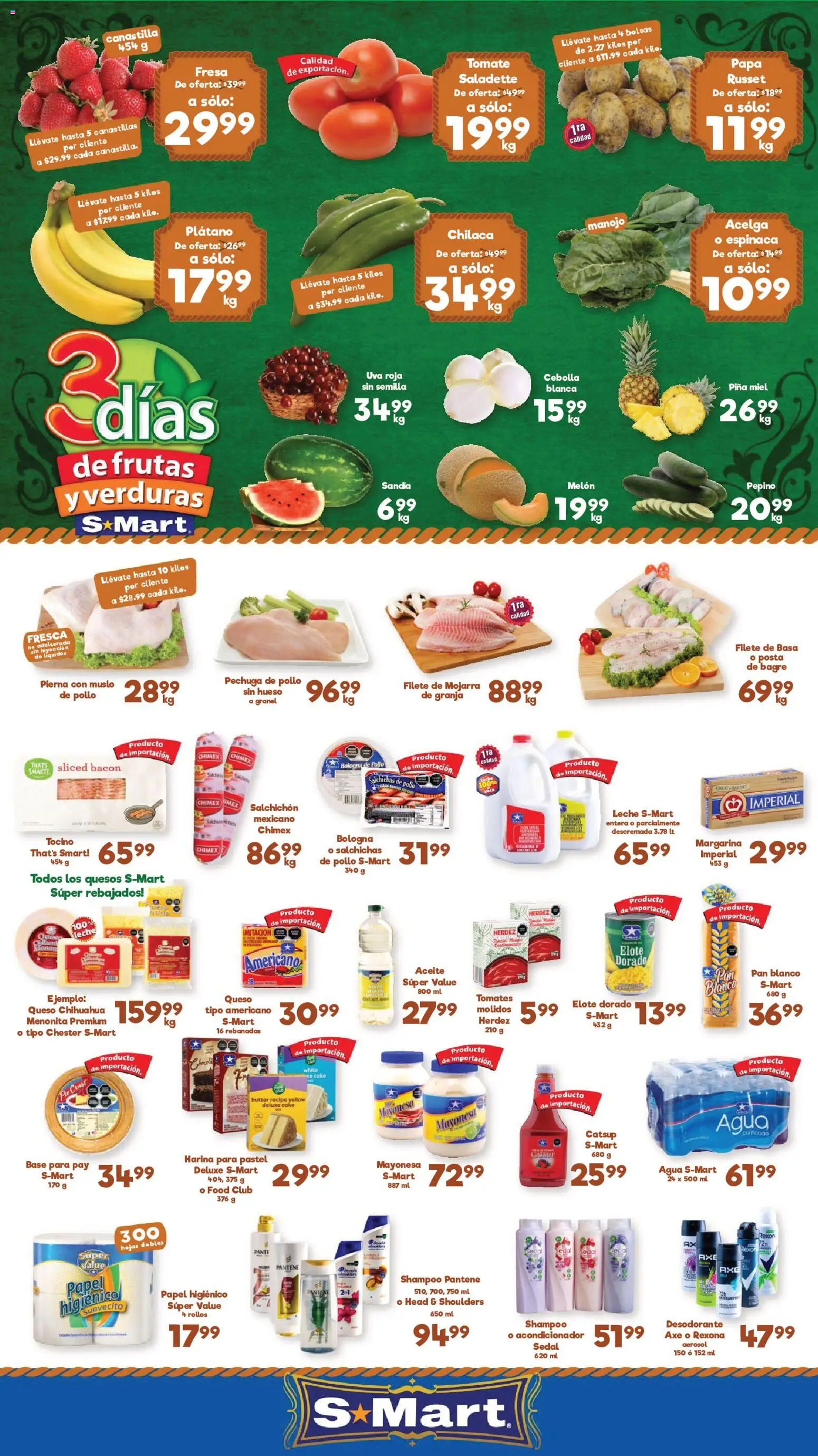 Nuevas ofertas de S-Mart válidas en toda la República Mexicana desde el 09.06.2026. ¡Encuentra las mejores ofertas en S-Mart folleto! | Página: 1 | Productos: Uva, Piña, Catsup, Espinaca