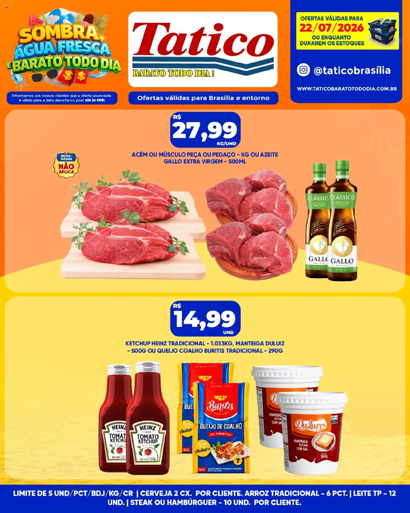Tatico Folheto - válido de 23/07/2026 | Página: 38 | Produtos: Cerveja, Queijo coalho, Hambúrguer, Azeite