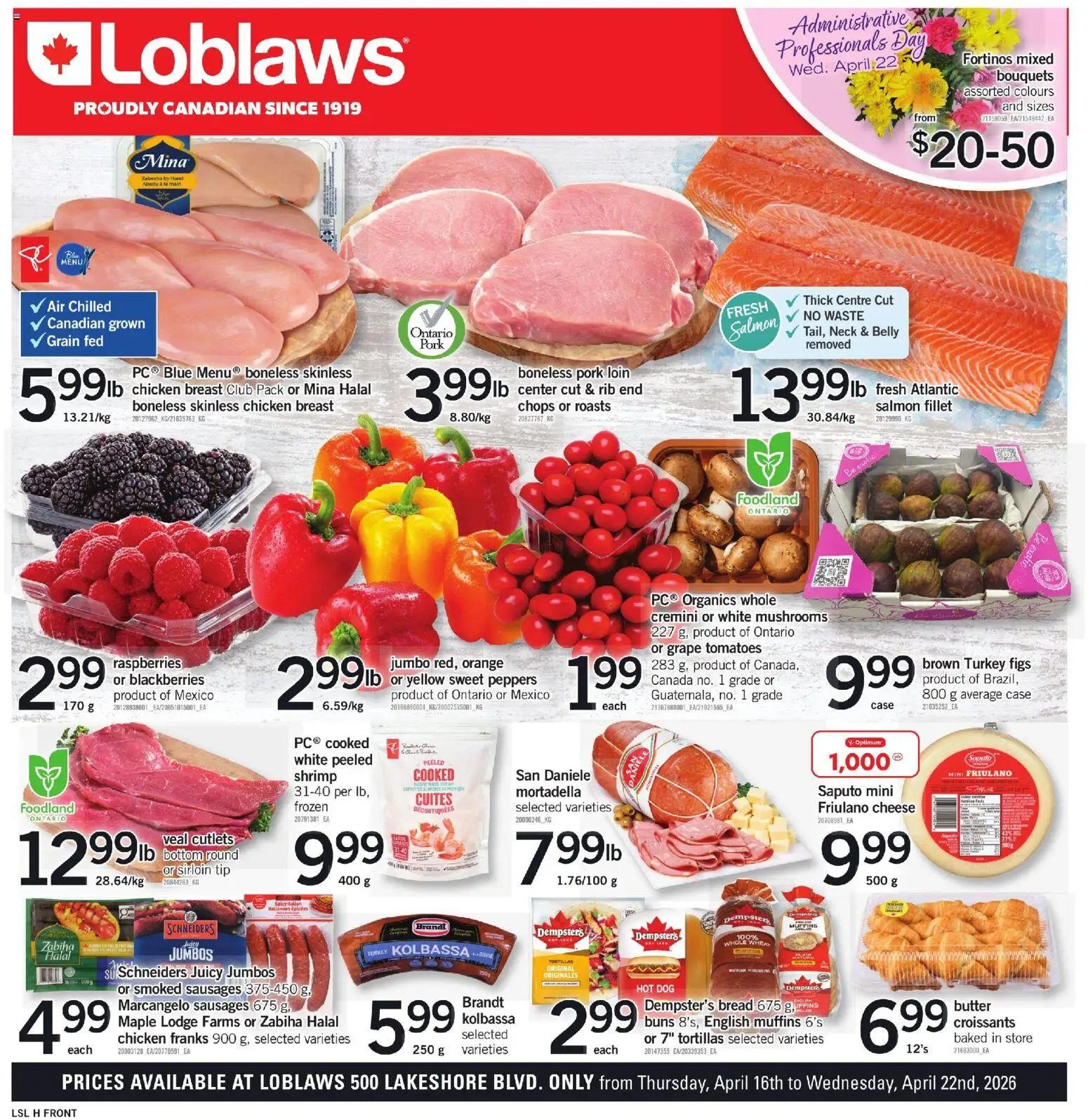 Loblaws flyer valid from 16.04.2026 | Page: 1 | Products: Turkey, Case, Cheese, Tomatoes