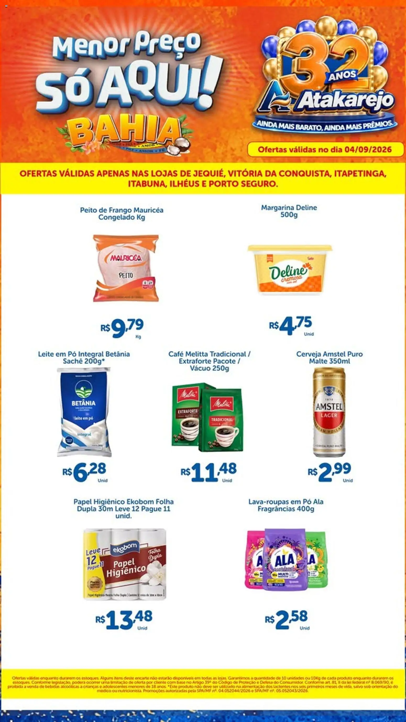 Atakarejo Folheto - válido de 04/09/2026 | Página: 1 | Produtos: Bebidas, Leite, Margarina, Leite em pó