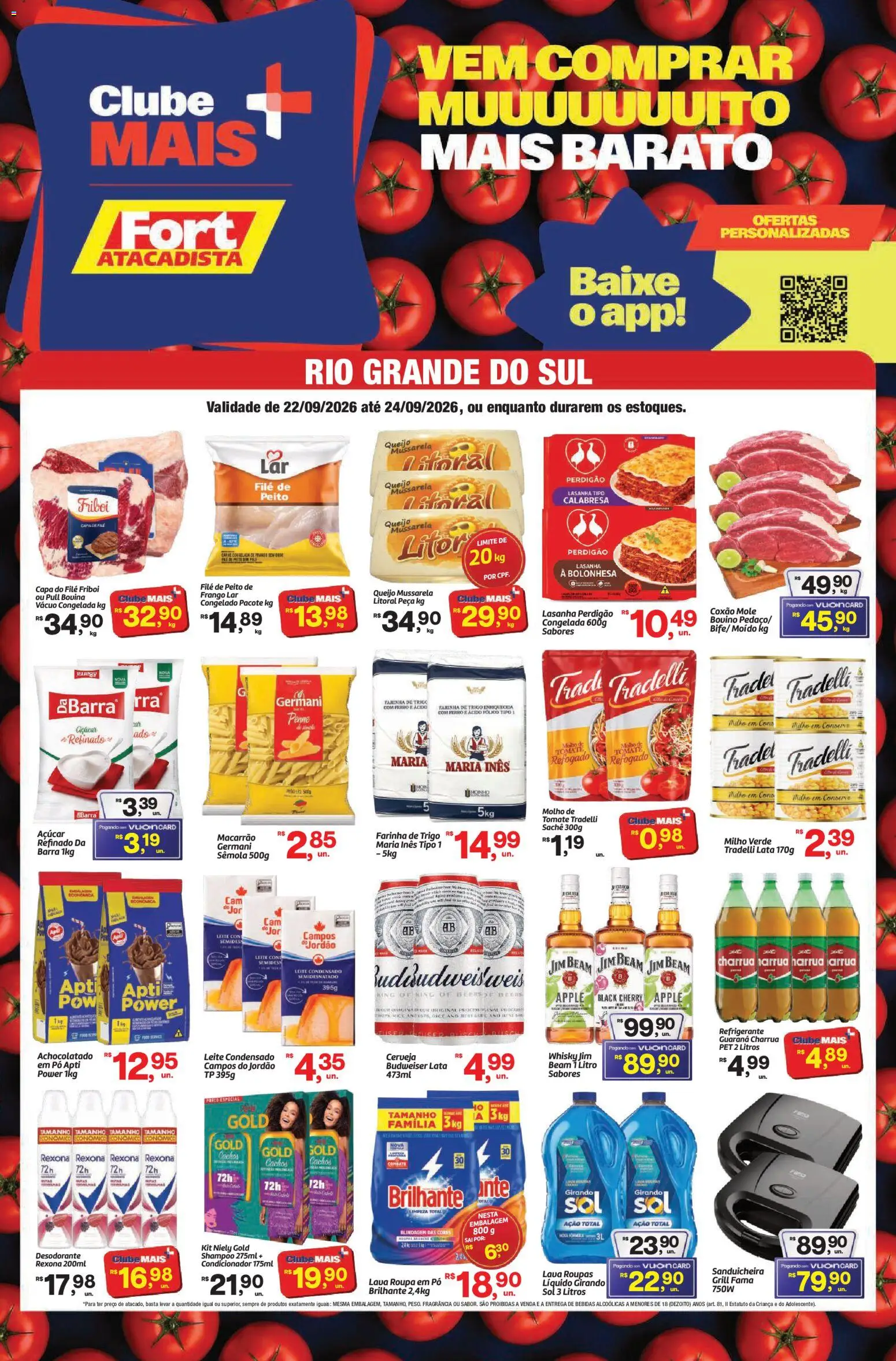 Fort Atacadista Folheto - válido de 22/09/2026 | Página: 1 | Produtos: Tomate, Achocolatado, Leite, Lasanha