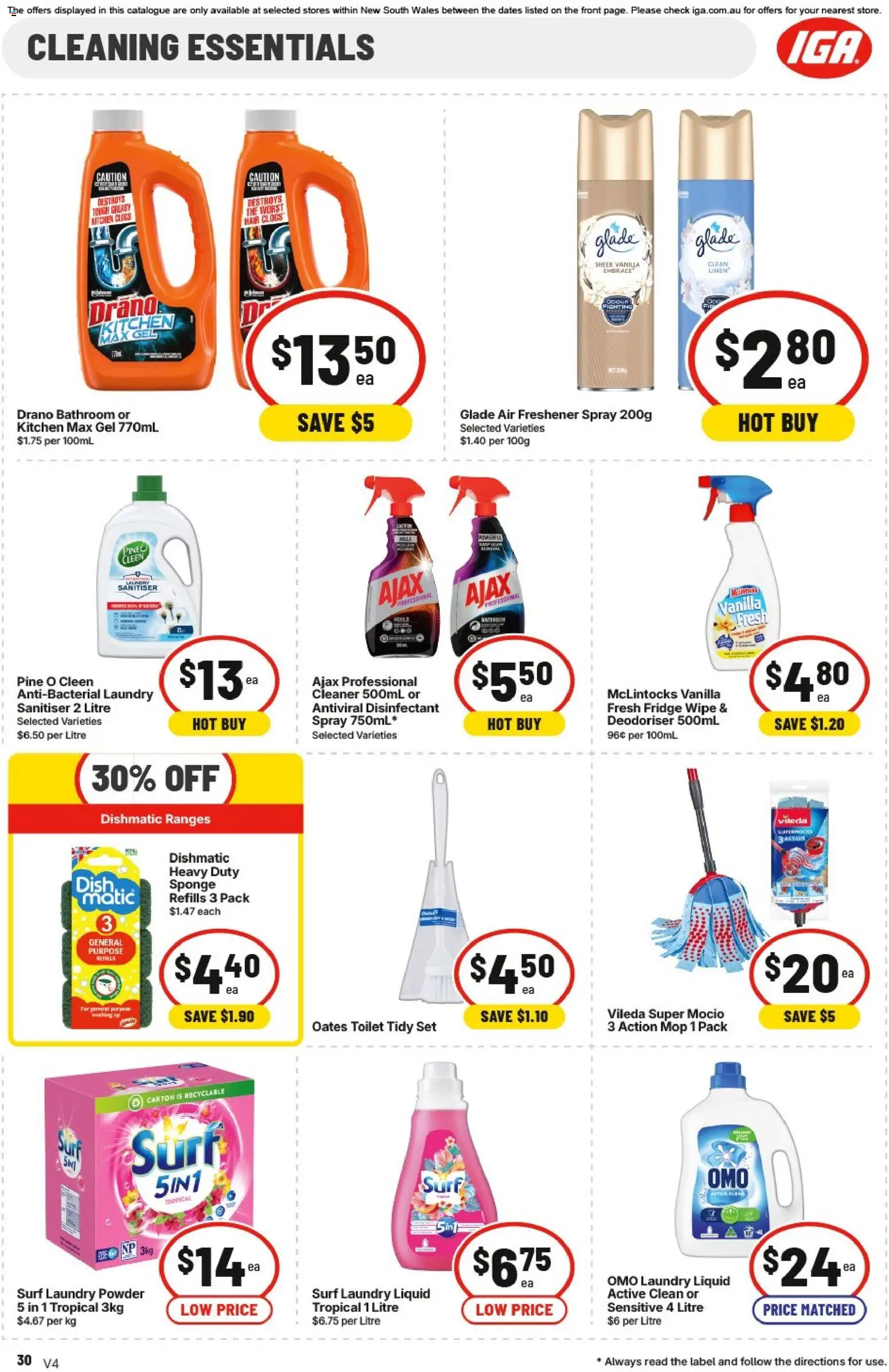 IGA catalogue - valid from 26/08/2026 | Page: 28 | Products: Powder, Mop, Air freshener, Bathroom