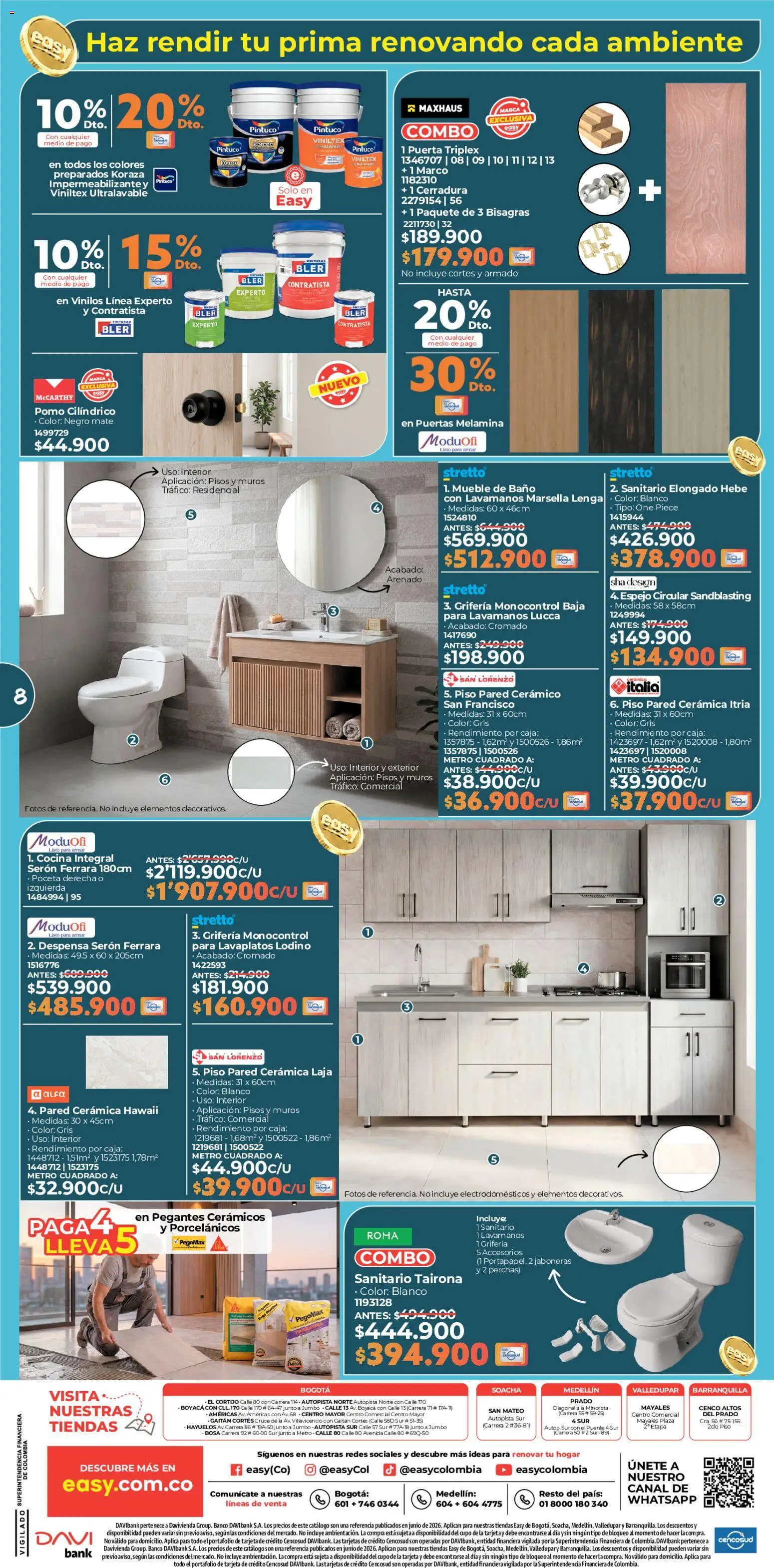 Easy revista - valida desde el 27/05/2026 | Página: 8 | Productos: Impermeabilizante, Sanitario, Baño, Espejo
