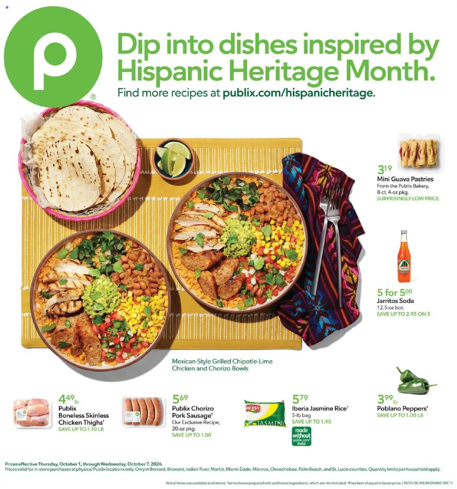 Publix Ad - valid from 10/01/2026 | Page: 1 | Products: Dishes, Chicken, Pork, Pastries