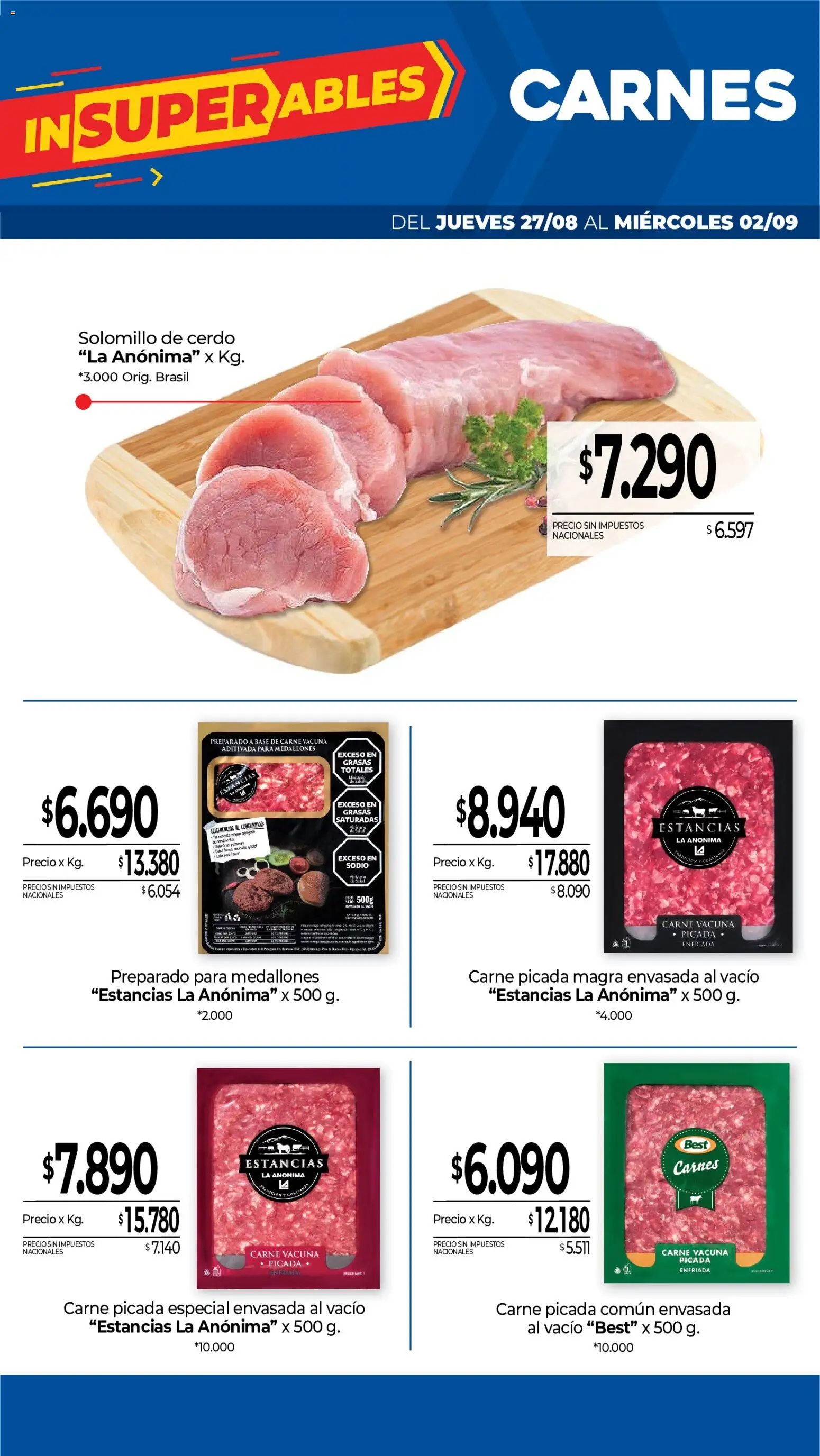 La Anonima - Frescos │ válido desde el 27/08/2026 | Página: 3 | Productos: Peso, Carne, Cerdo, Carne picada