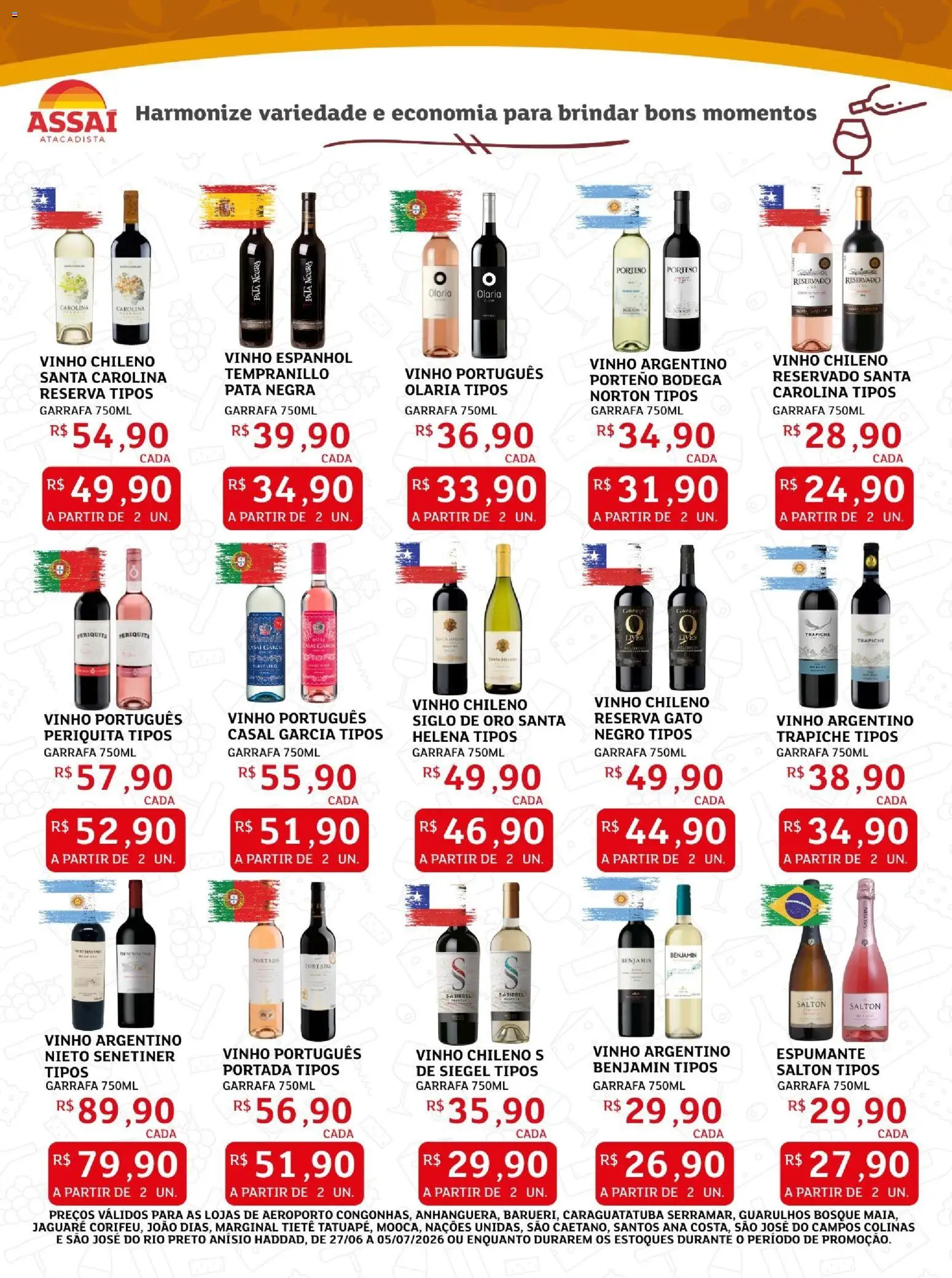 Assaí Atacadista Folheto - válido de 27/06/2026 | Página: 6 | Produtos: Espumante, Vinho, Benjamin