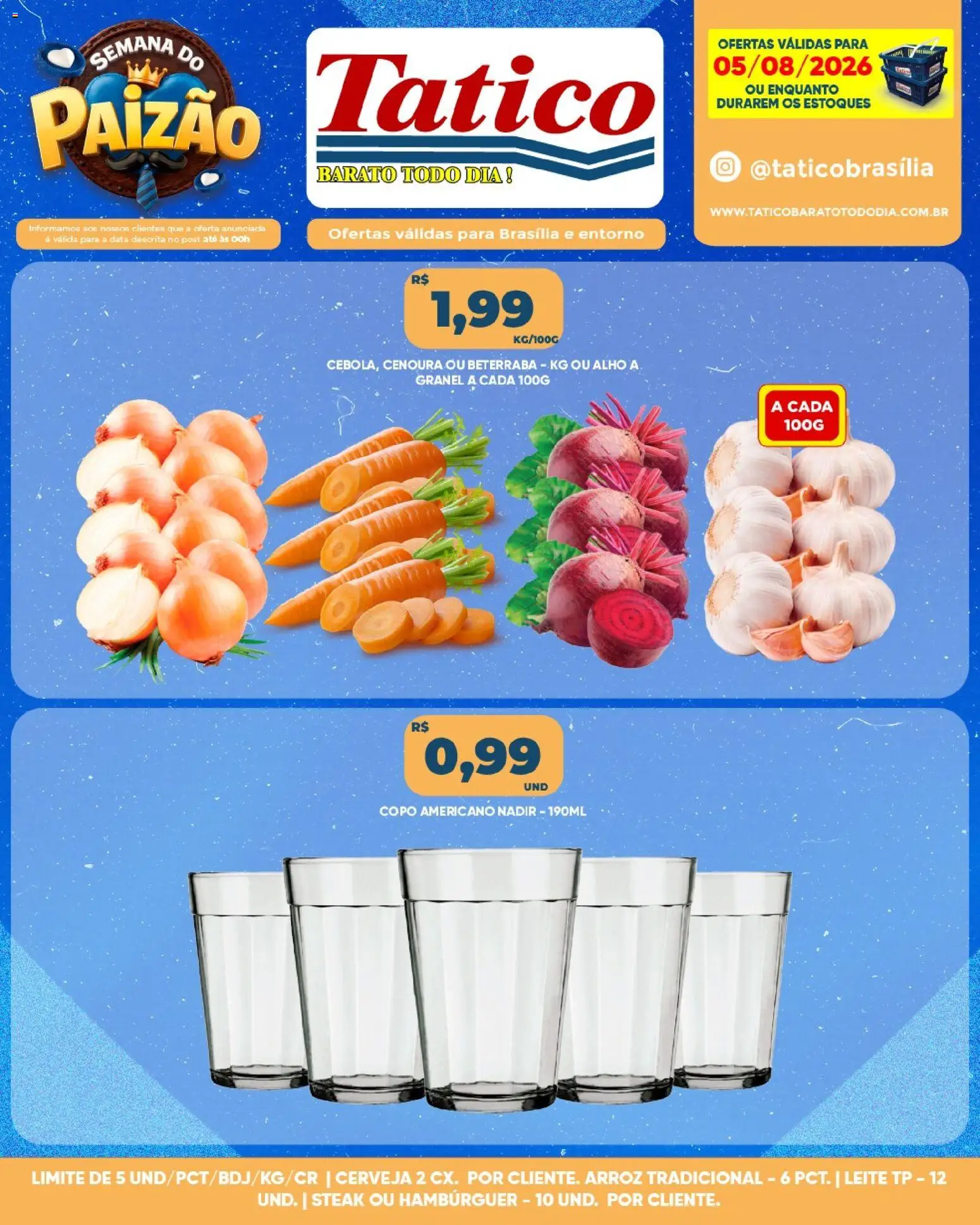 Tatico Folheto - válido de 05/08/2026 | Página: 1 | Produtos: Alho, Beterraba, Arroz, Cenoura