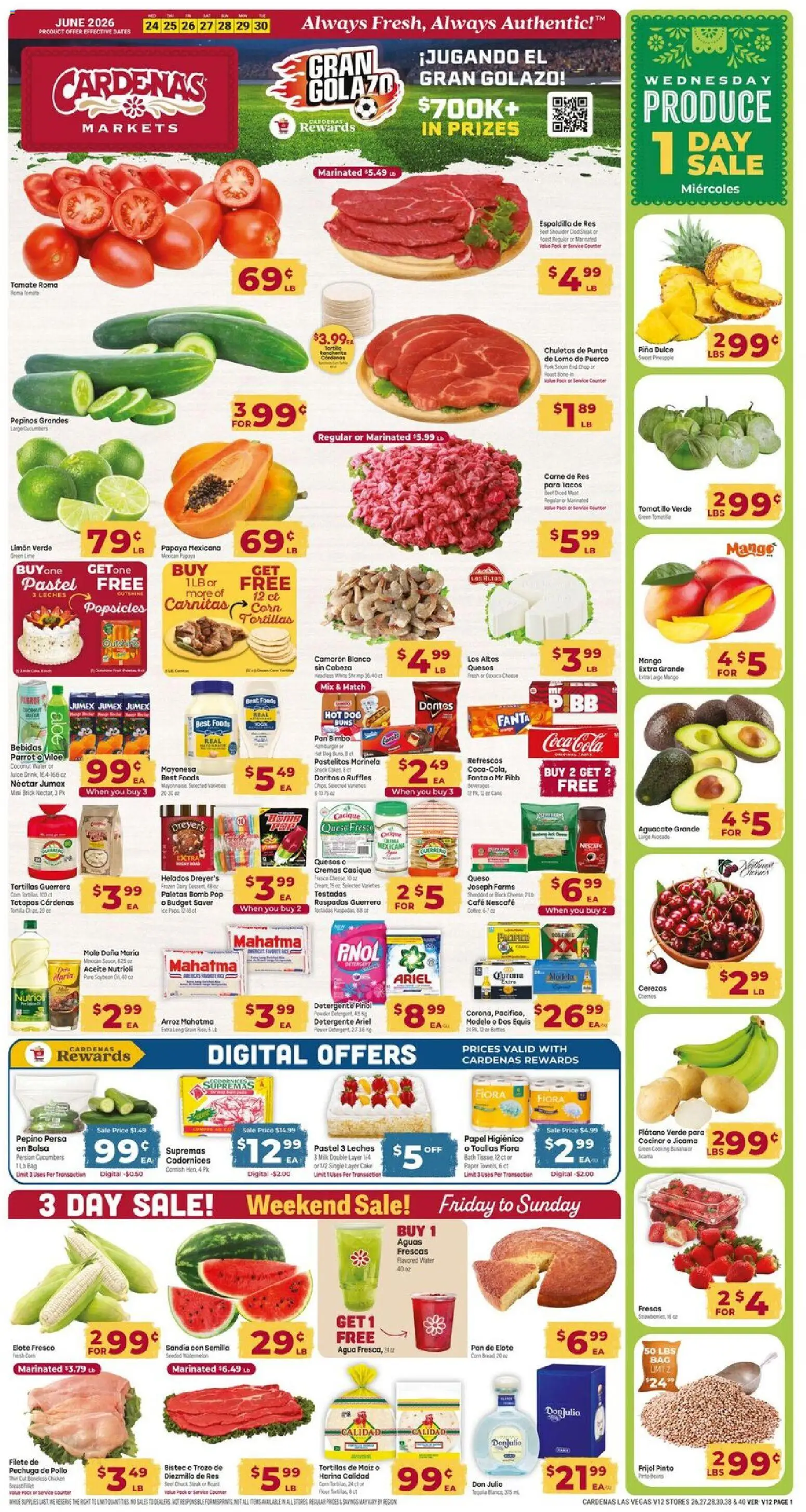 Cardenas Weekly Ad - valid from 06/24/2026 | Page: 1 | Products: Bath, Bread, Cucumbers, Water