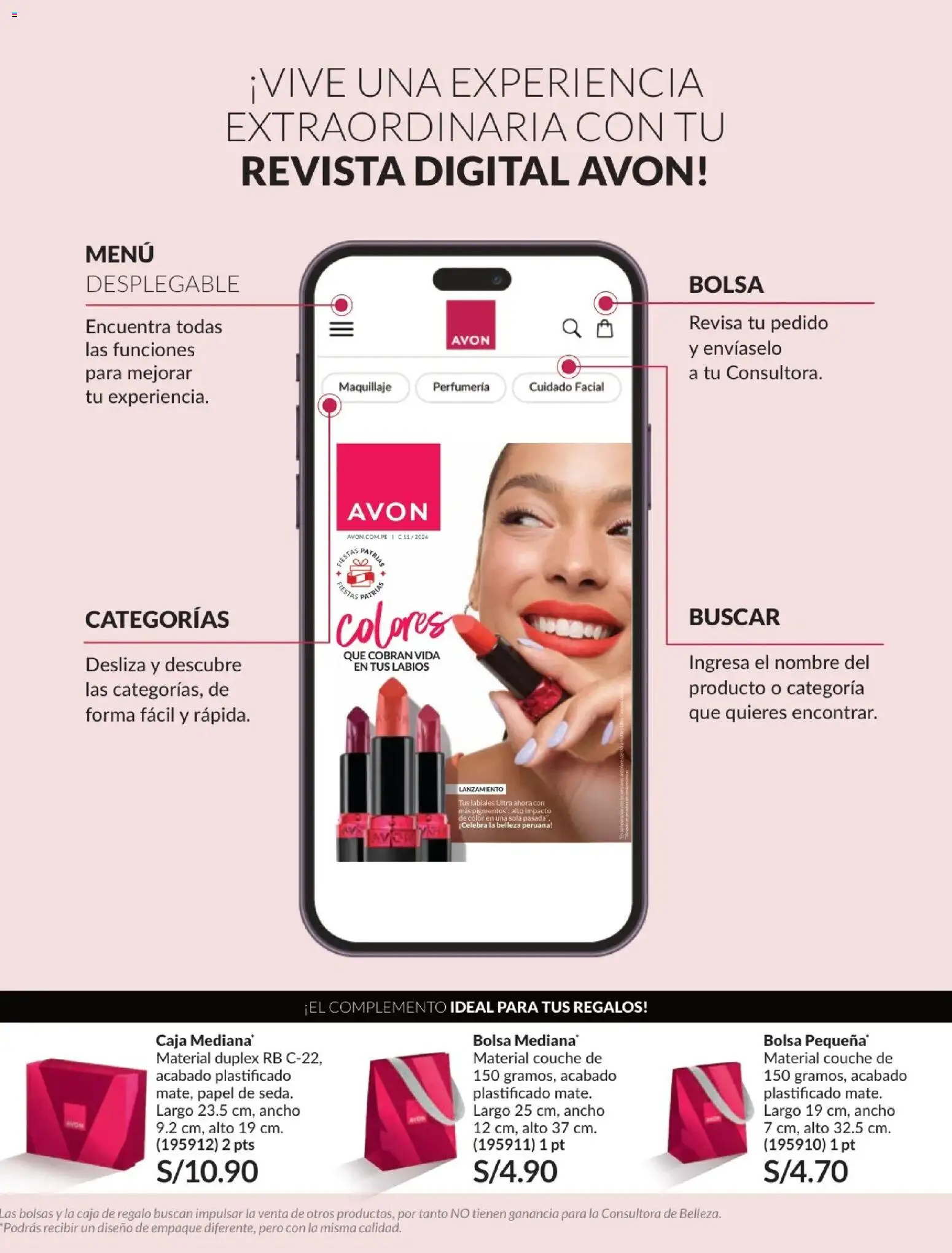 Catálogo Avon válido desde 01/07/2026 | Página: 2 | Productos: Caja, Empaque, Bolsa, Maquillaje