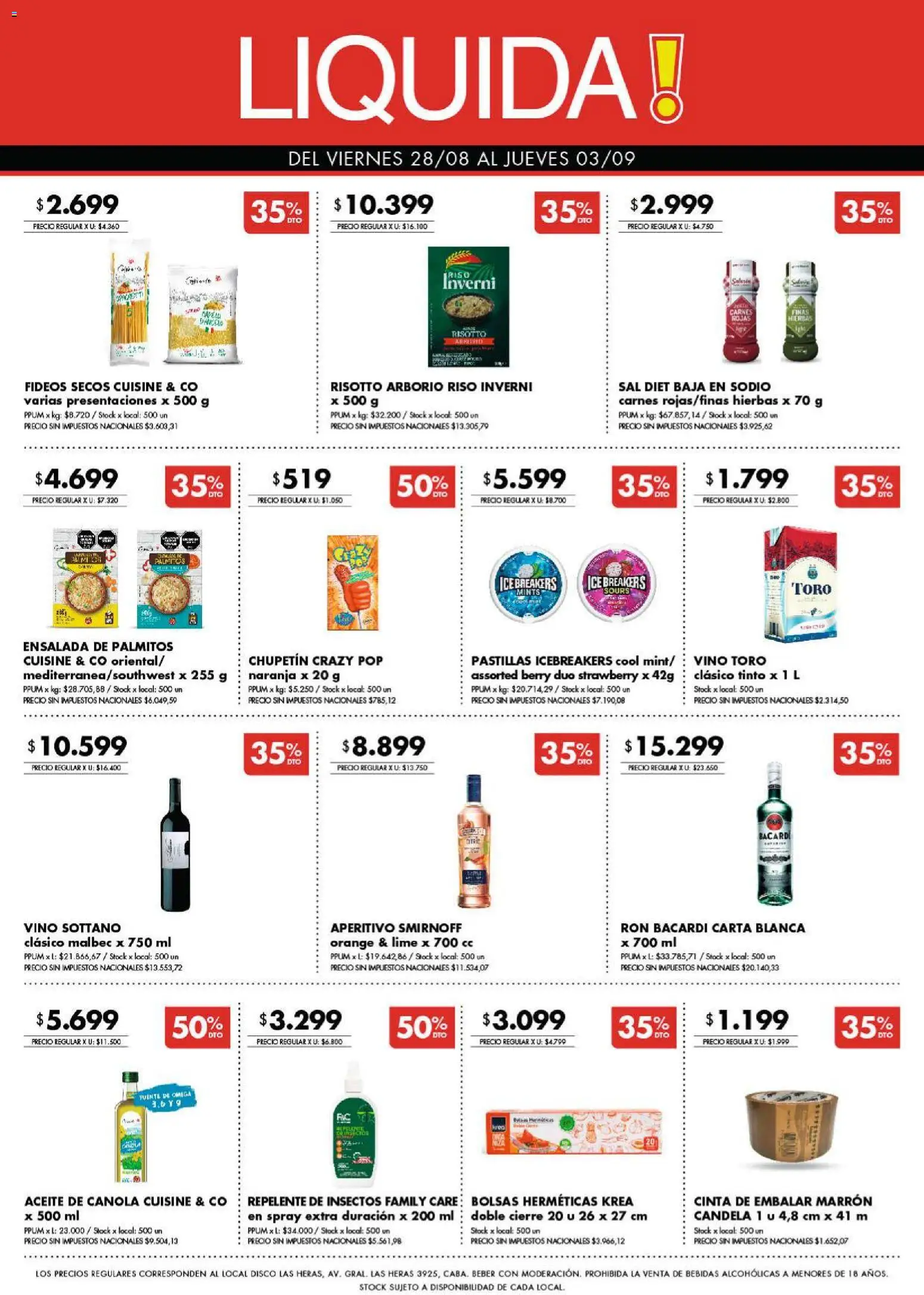 Disco ofertas │ válido desde el 27/08/2026 | Página: 10 | Productos: Ensalada, Ron, Bebidas, Fideos