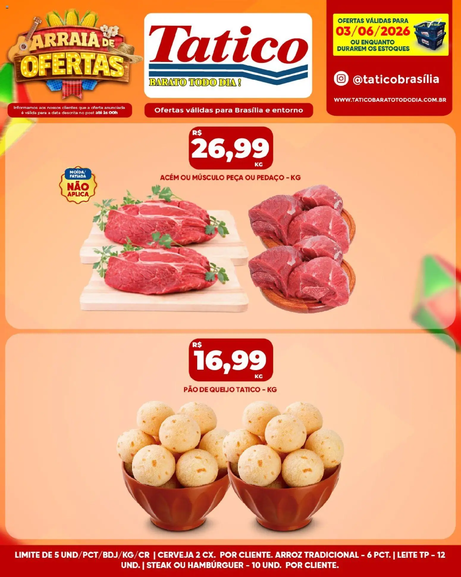 Tatico Folheto - válido de 04.06.2026 | Página: 46 | Produtos: Acém, Leite, Arroz, Hambúrguer