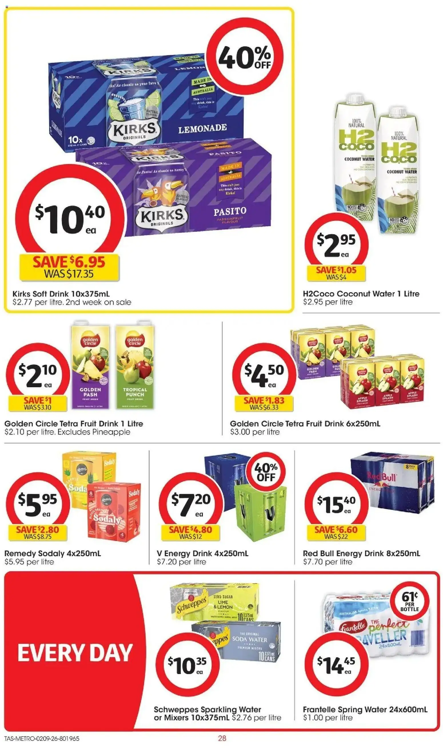 Coles catalogue - valid from 02/09/2026 | Page: 28 | Products: Spring water, Lime, Fruit, Red Bull