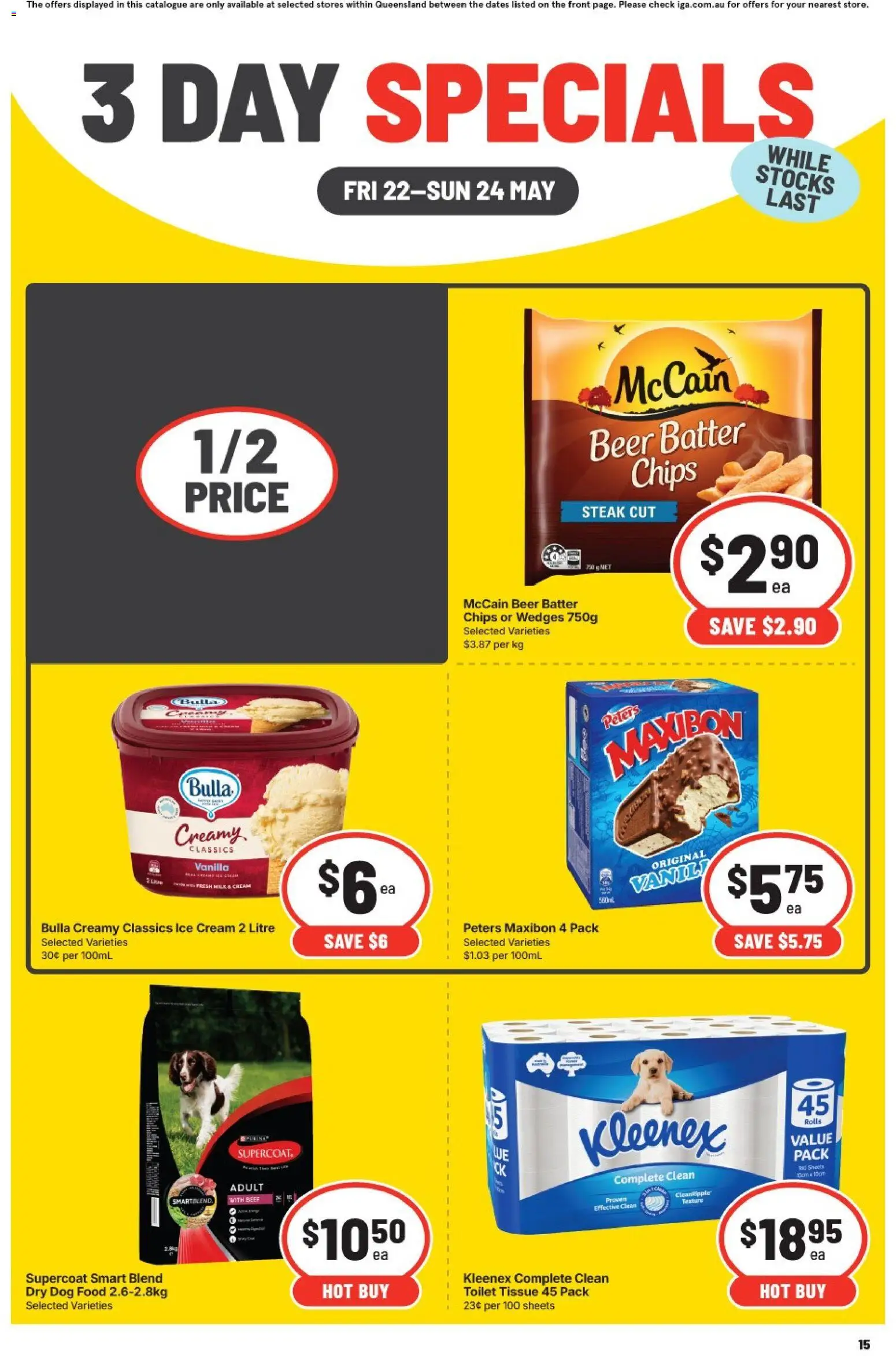 IGA catalogue - valid from 22.05.2026 | Page: 4 | Products: Toilet, Beer, Beef, Chips