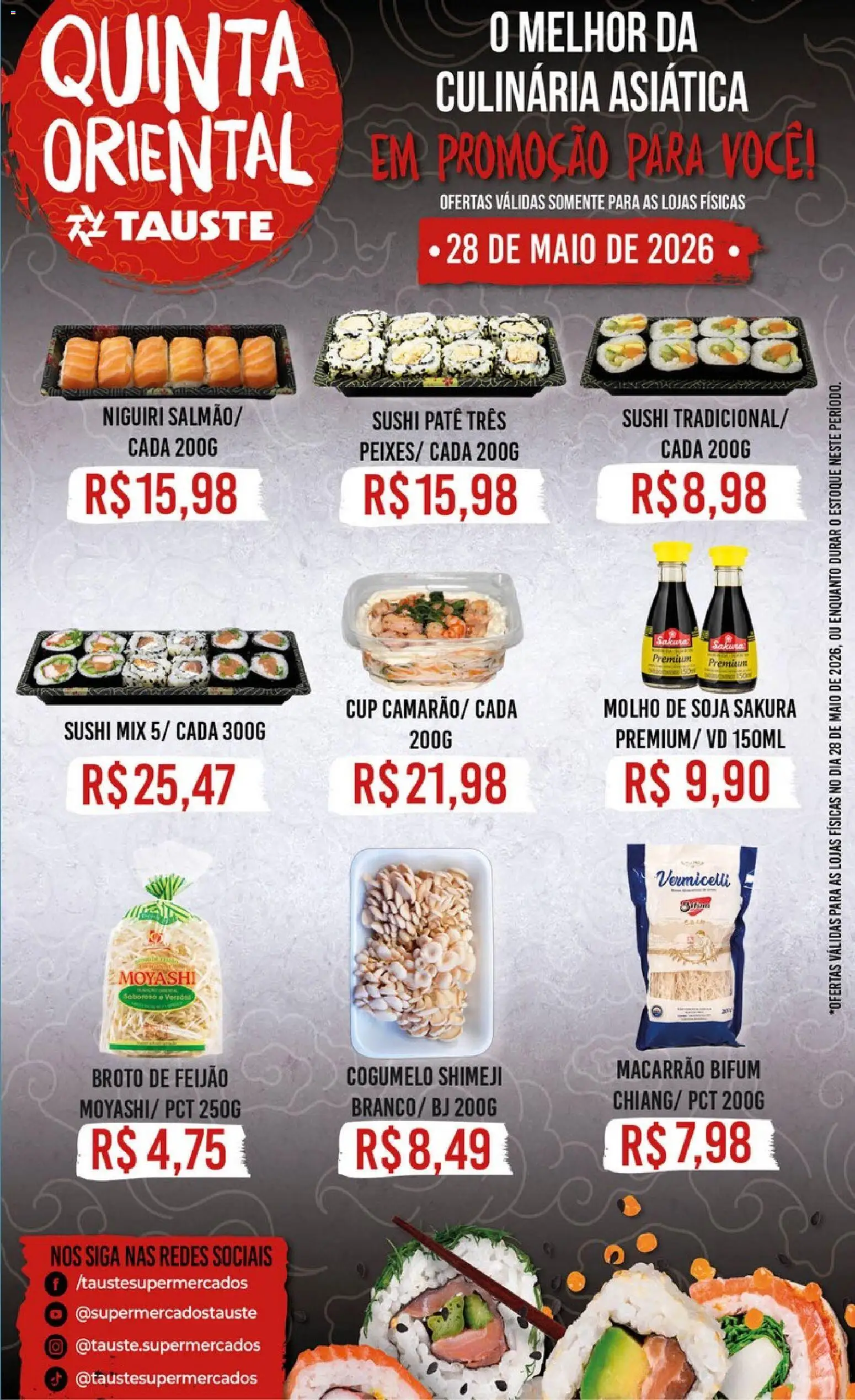 Tauste Folheto - válido de 28.05.2026 | Página: 1 | Produtos: Cogumelo, Maiô, Macarrão, Soja