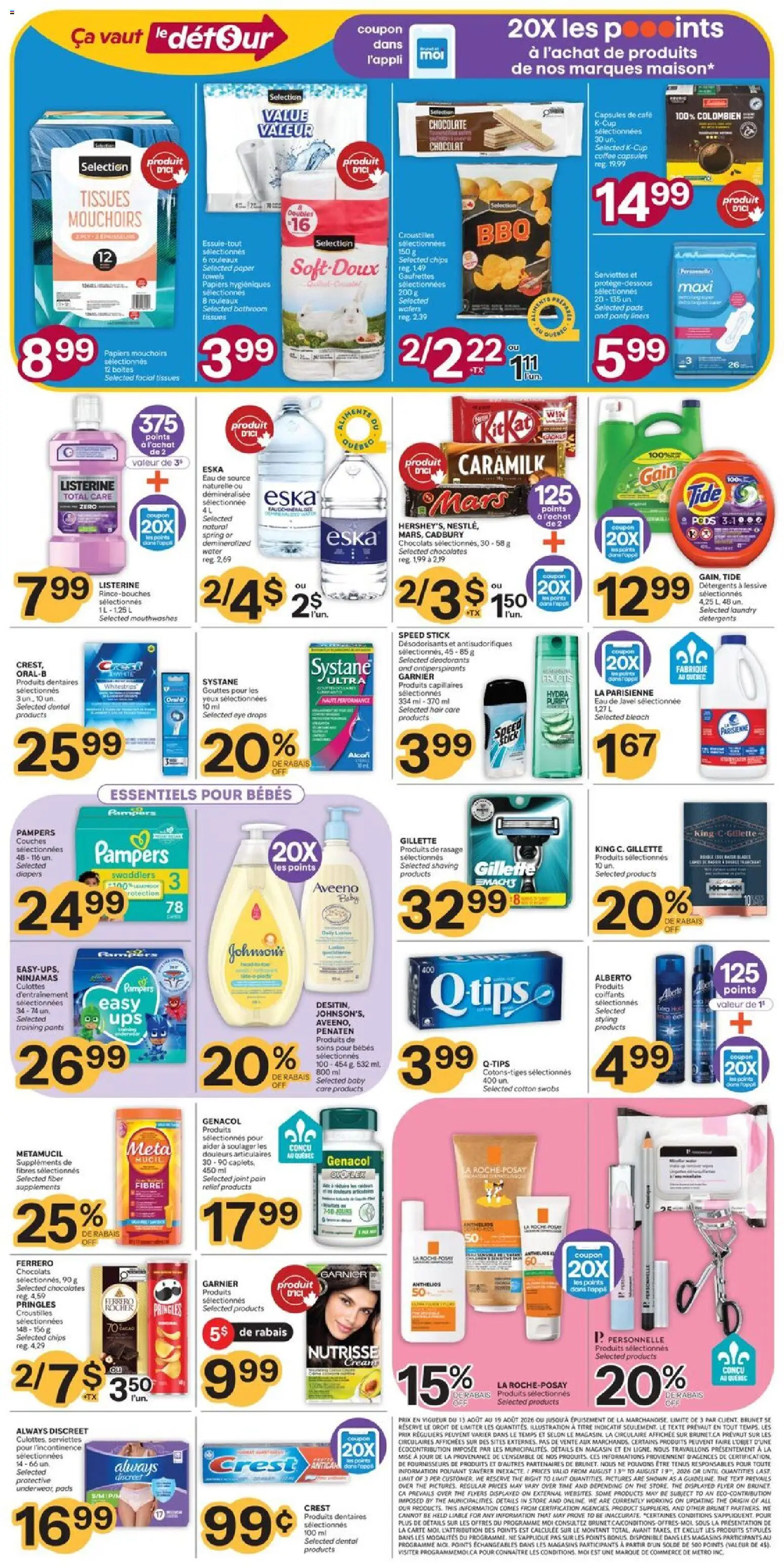 Brunet flyer valid from Aug 13, 2026 | Page: 3 | Products: Listerine, Capsules, Panty liners, Pants