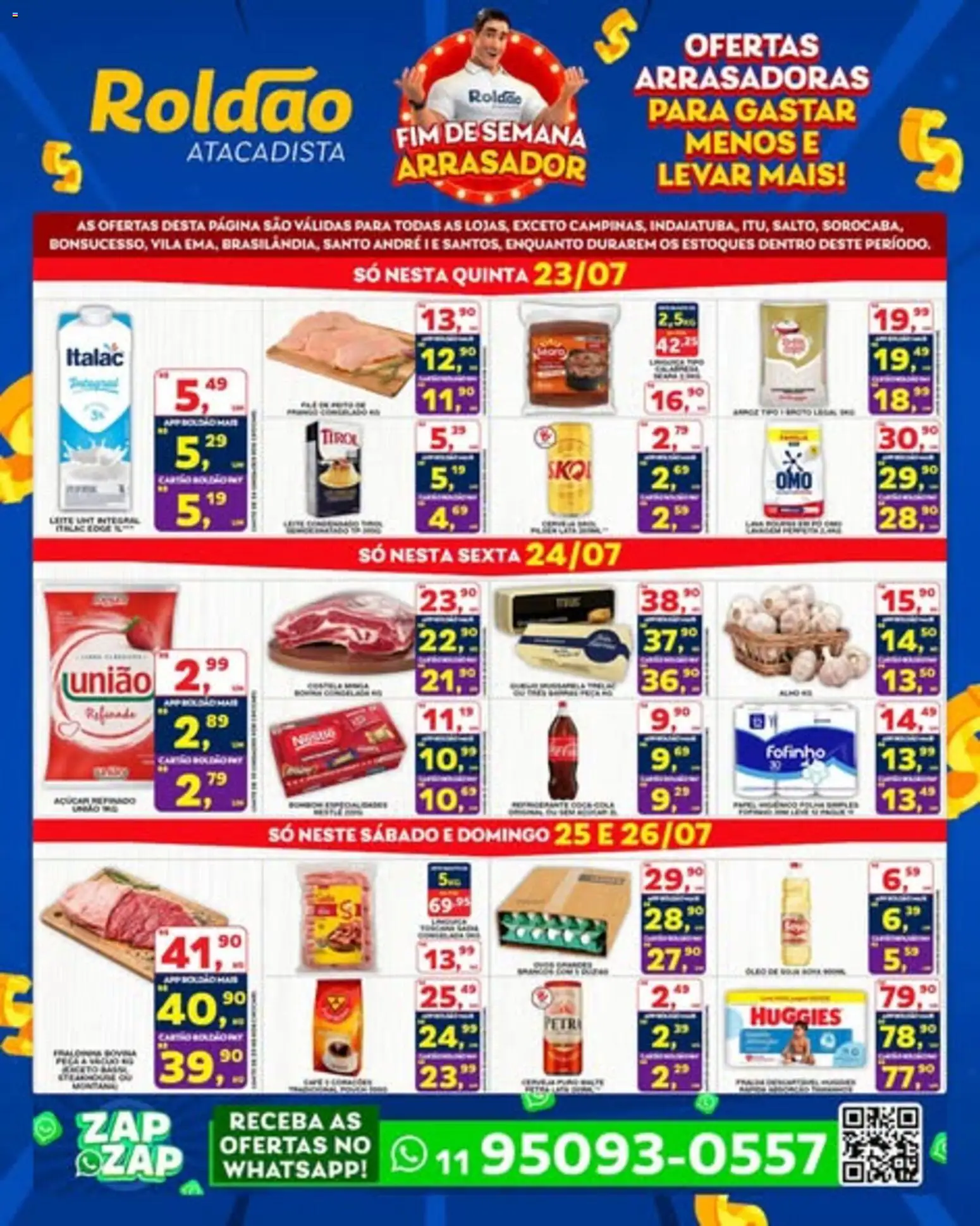 Roldão Folheto - válido de 23/07/2026 | Página: 1 | Produtos: Leite, Açúcar