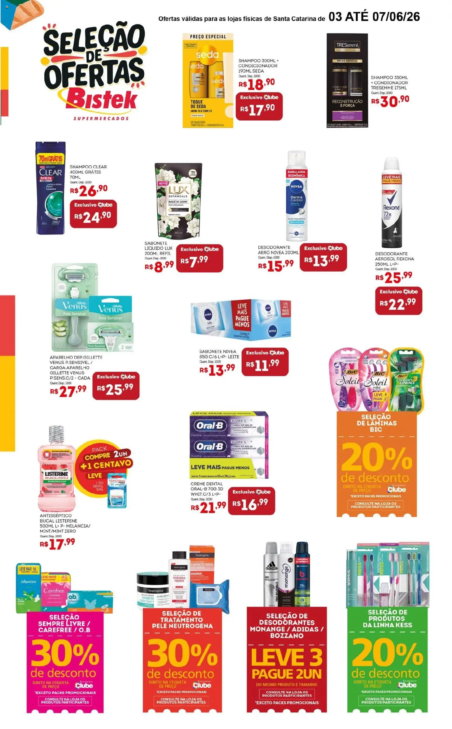 Bistek Supermercados Folheto - válido de 03.06.2026 | Página: 2 | Produtos: Condicionador, Desodorante, Creme, Sabonete
