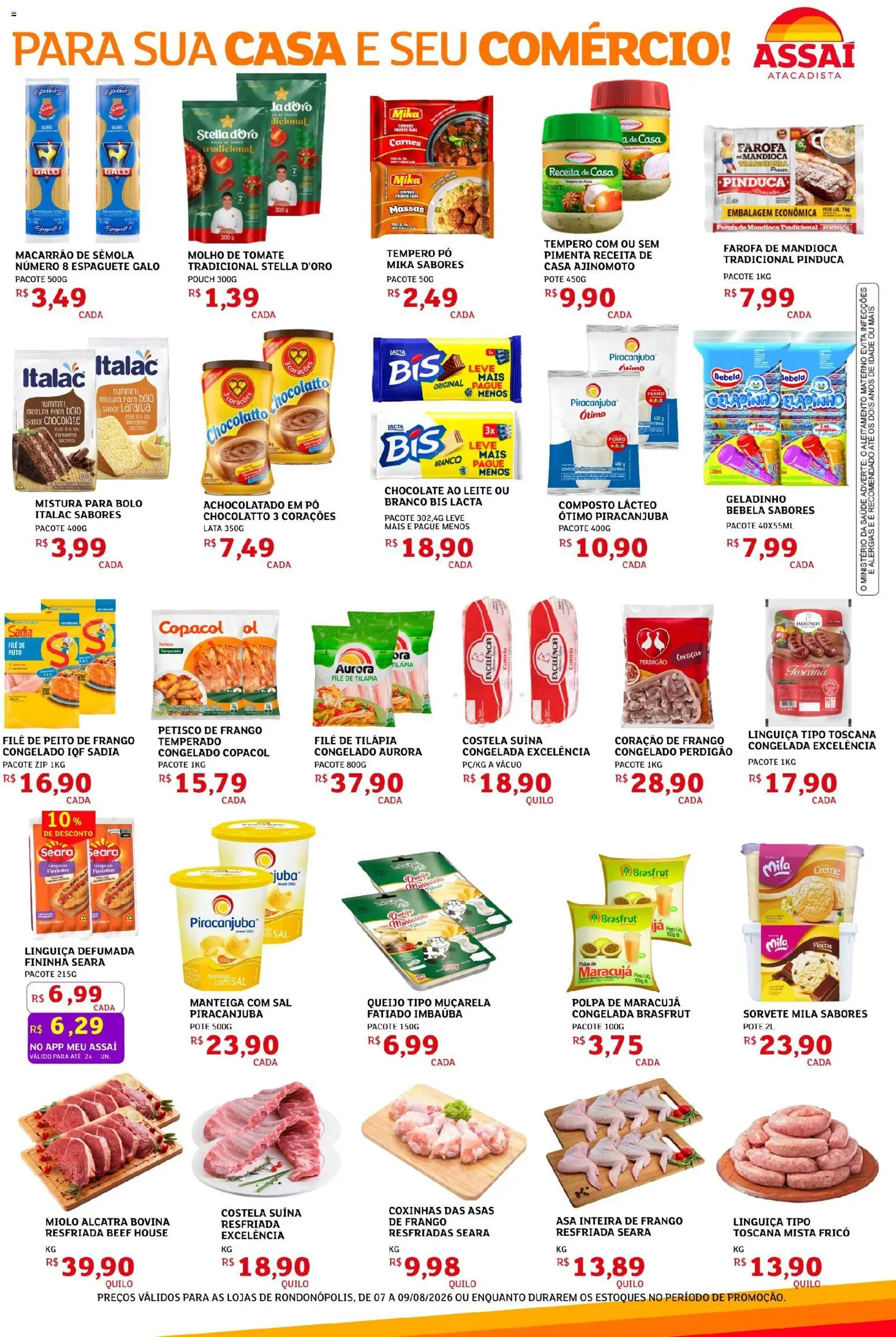 Assaí Atacadista Folheto - válido de 07/08/2026 | Página: 3 | Produtos: Alcatra, Bolo, Farofa, Peito de frango