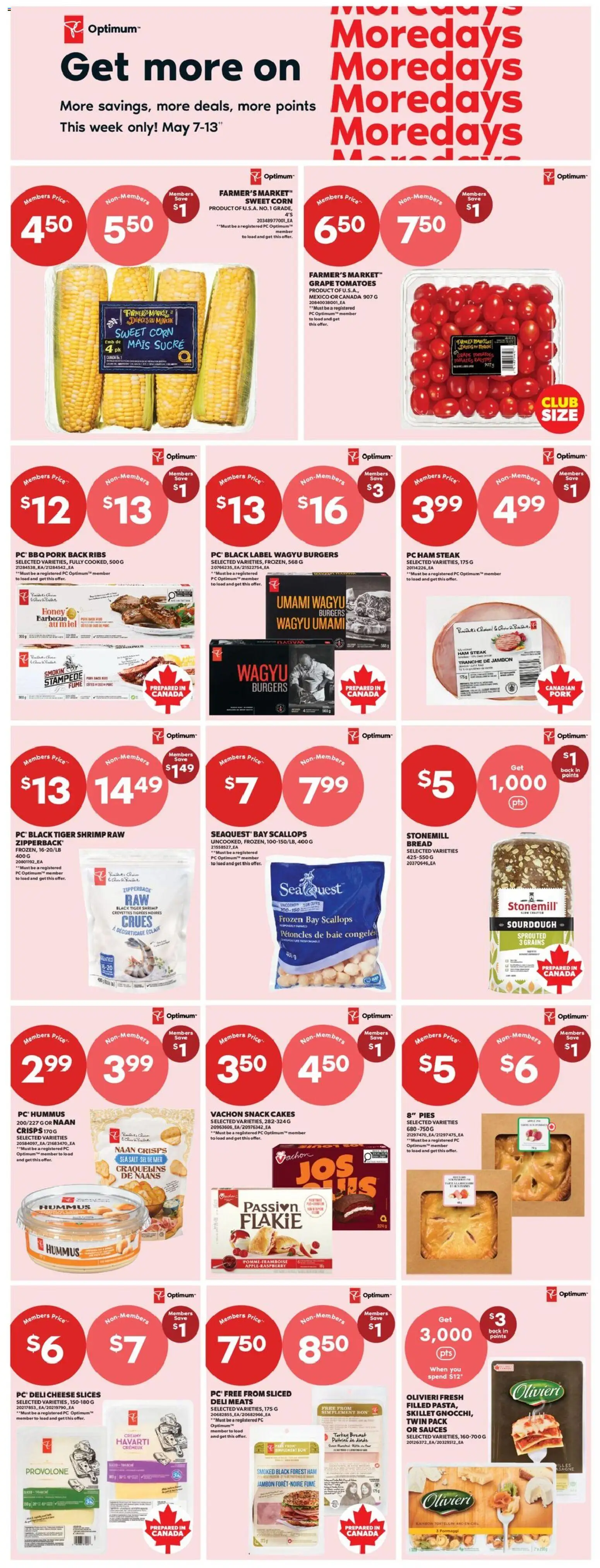 Real Canadian Superstore flyer valid from 07.05.2026 | Page: 12 | Products: PC, Cheese, Ham, Tomatoes