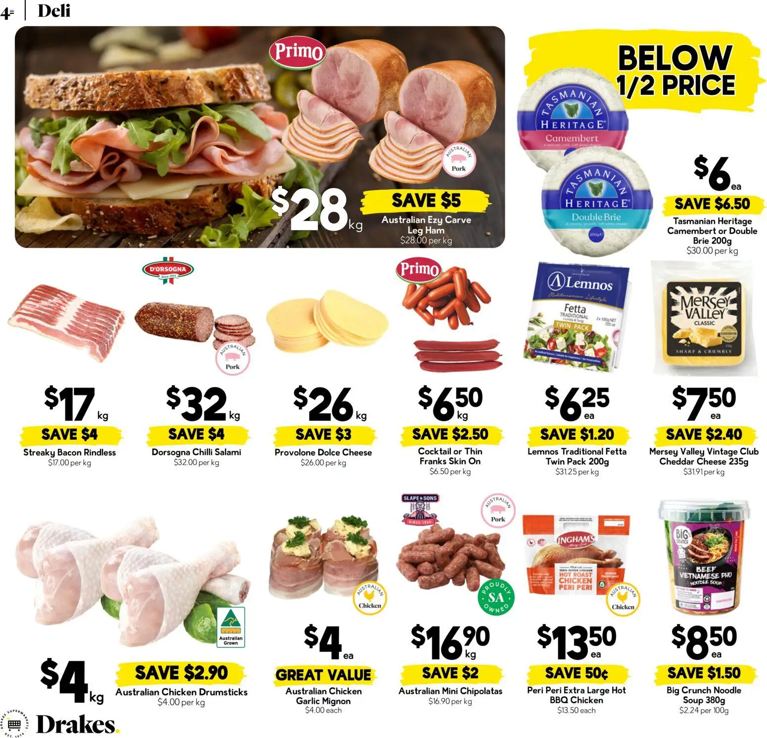 Drakes catalogue - valid from 19/08/2026 | Page: 4 | Products: Cheese, Salami, Chicken, Soup