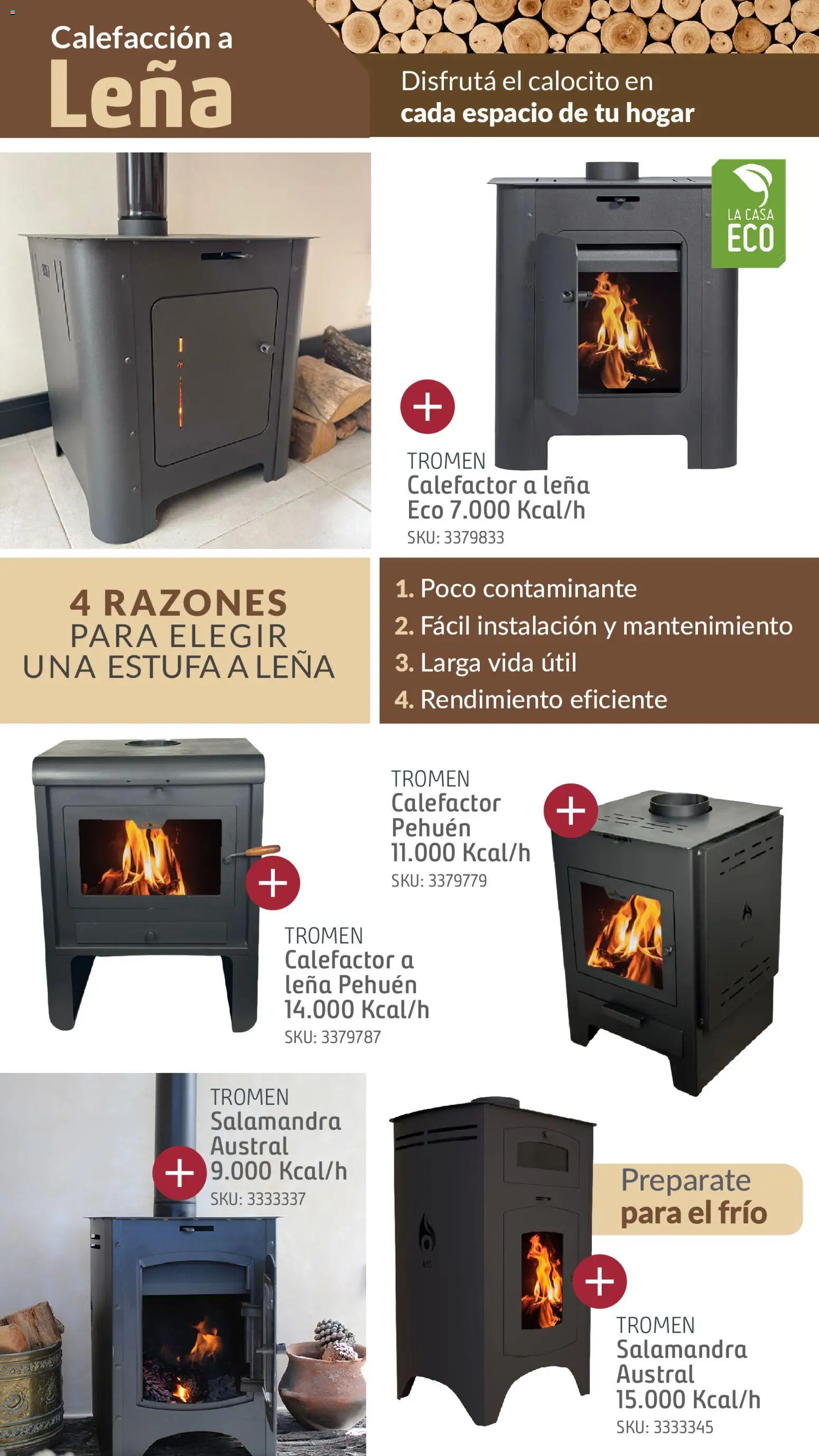 Sodimac catálogo clima │ válido desde el 08/07/2026 | Página: 4 | Productos: Calefactor, Leña