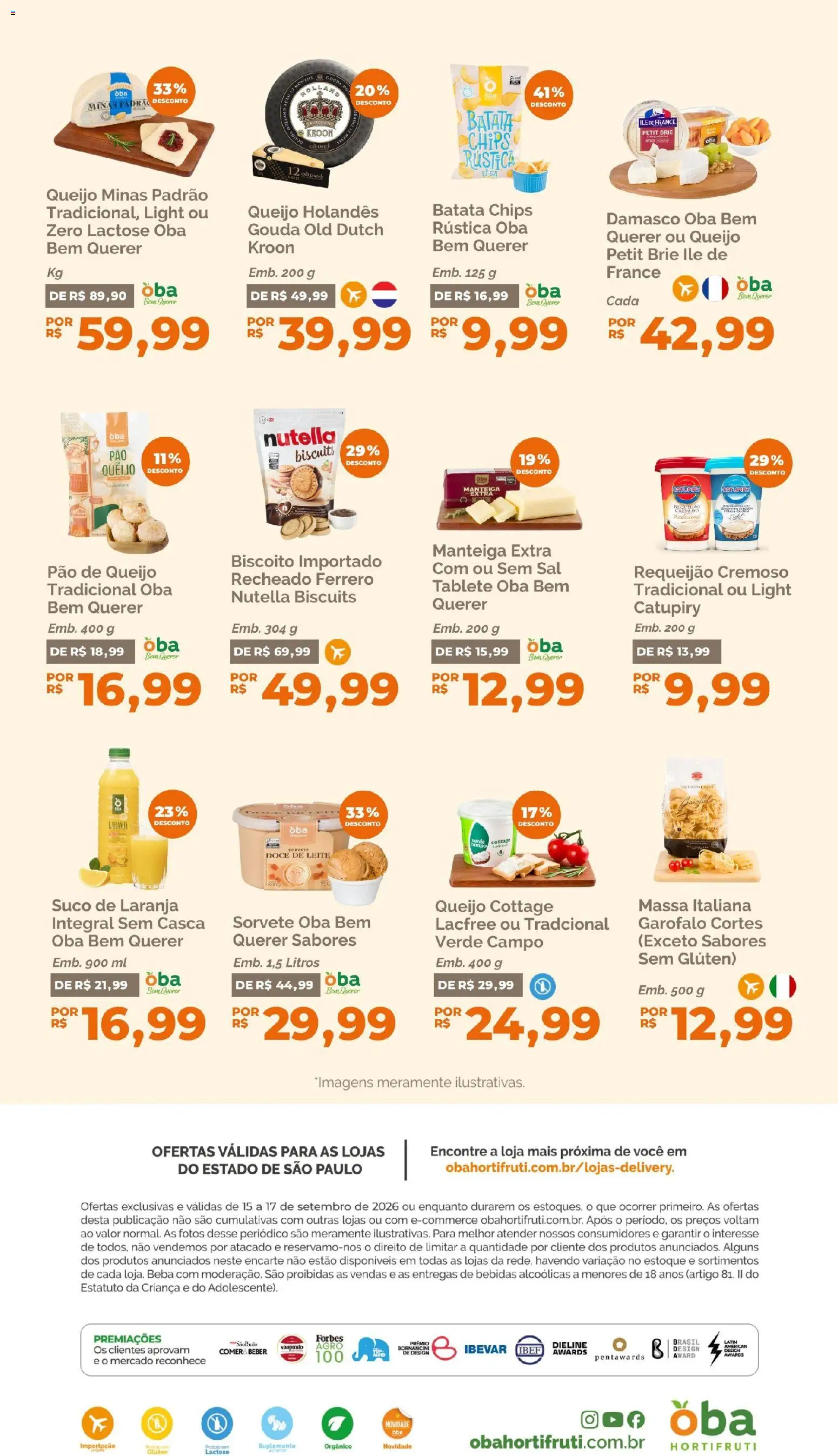 Oba Hortifruti Folheto - válido de 15/09/2026 | Página: 10 | Produtos: Biscoito, Bebidas, Pão, Doce de leite