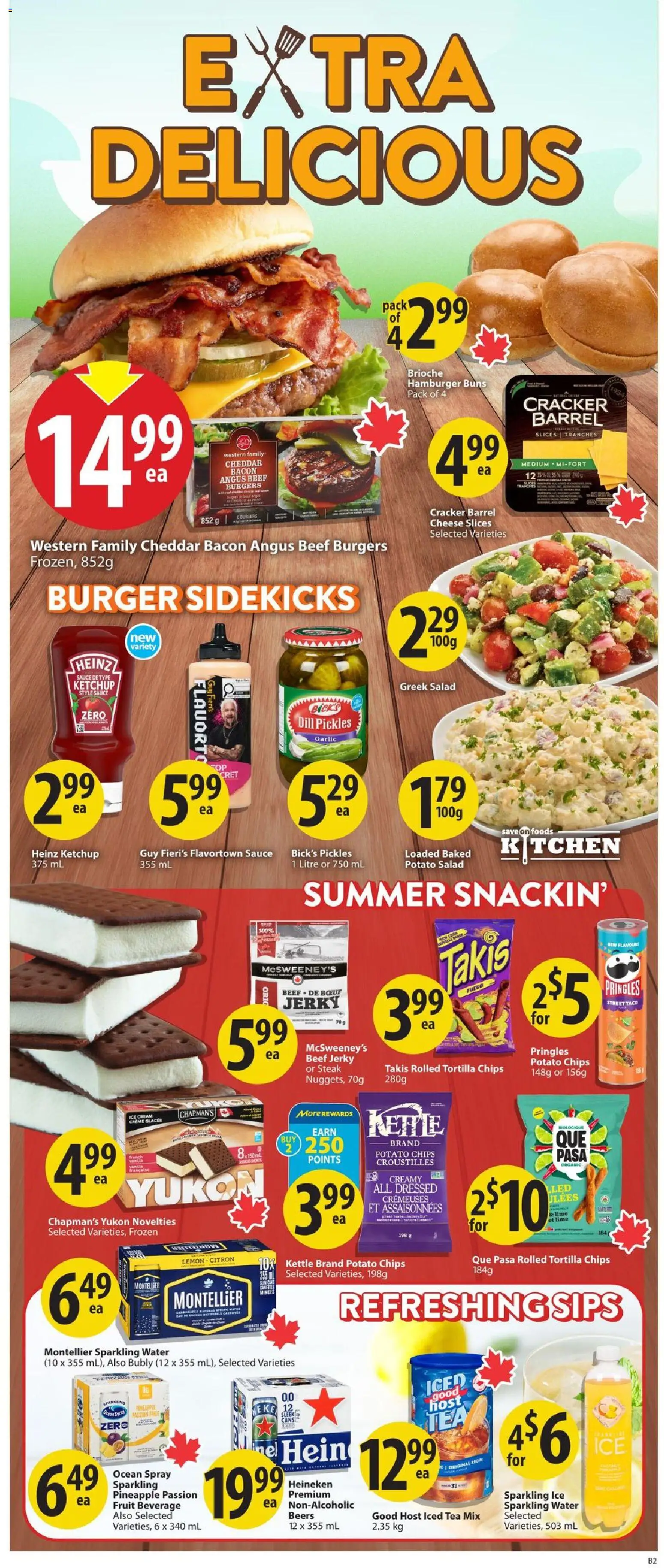 Save on foods flyer valid from Jul 30, 2026 | Page: 3 | Products: Beef, Chips, Cream, Cheese