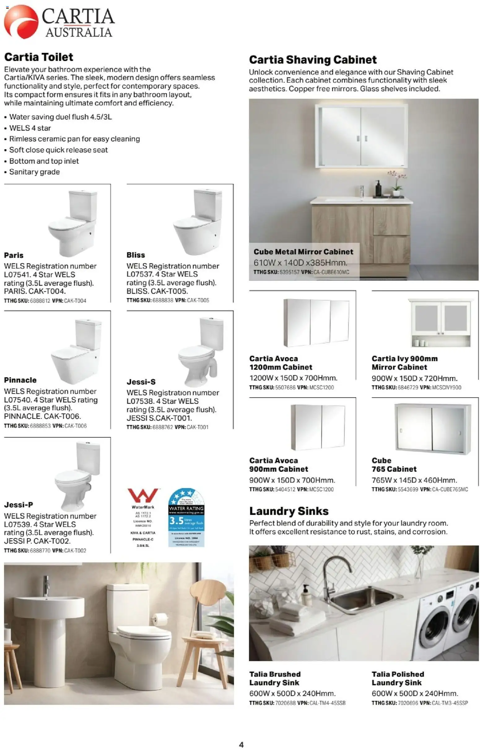 Mitre 10 catalogue - valid from 13.02.2026 | Page: 4 | Products: Cabinet, Sink, Mirror, Bathroom
