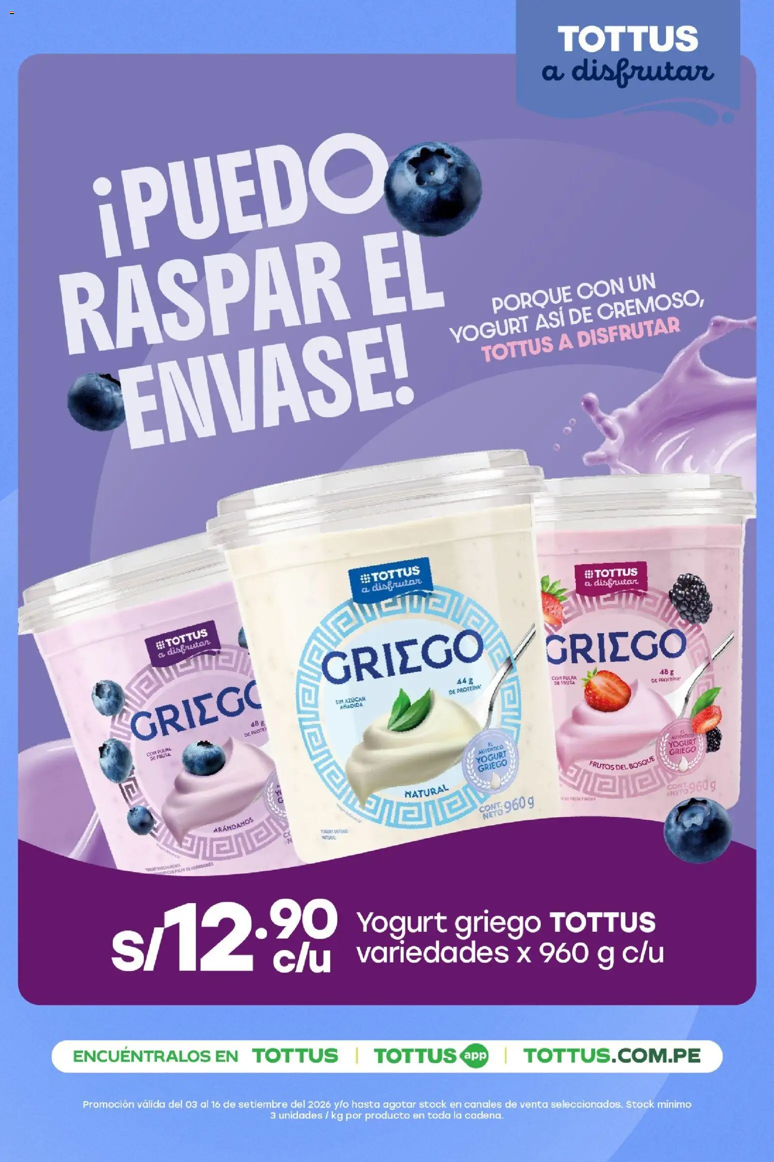 Catálogo Tottus válido desde 03/09/2026 | Página: 10 | Productos: Yogurt, Arándanos, Proteína, Azúcar