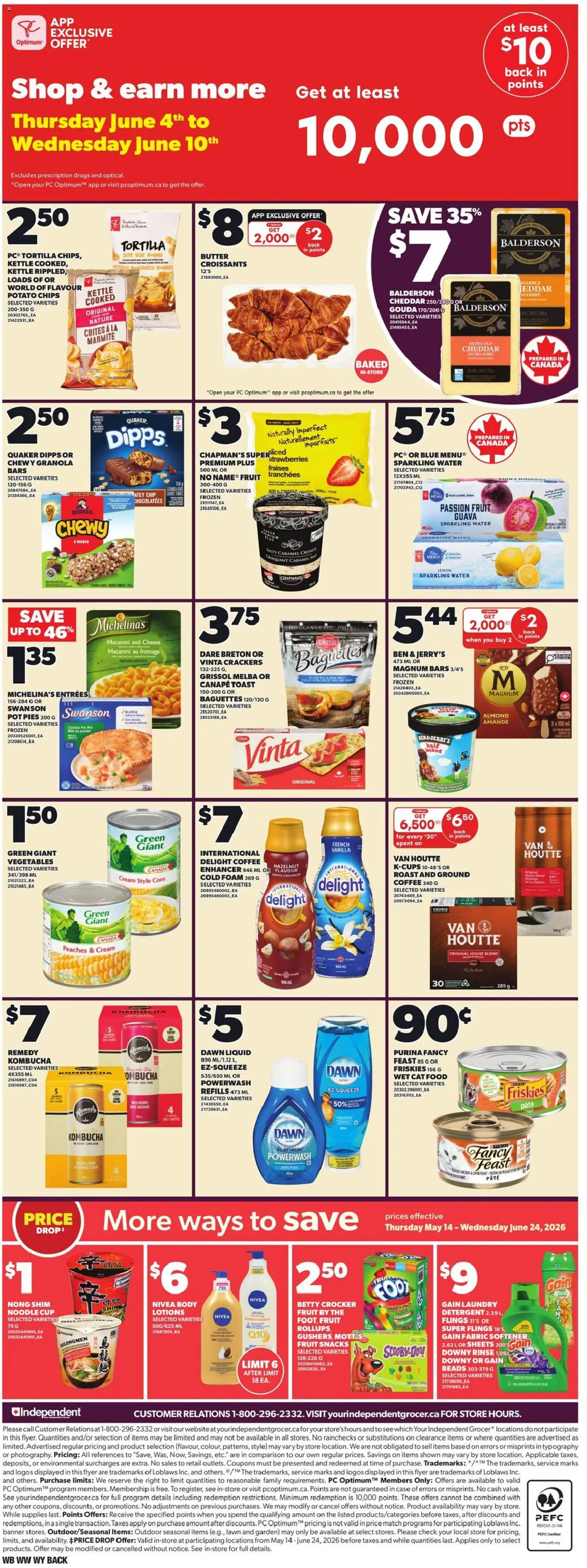 Independent Grocer flyer valid from 04.06.2026 | Page: 2 | Products: Fabric softener, Detergent, Cheese, Chicken