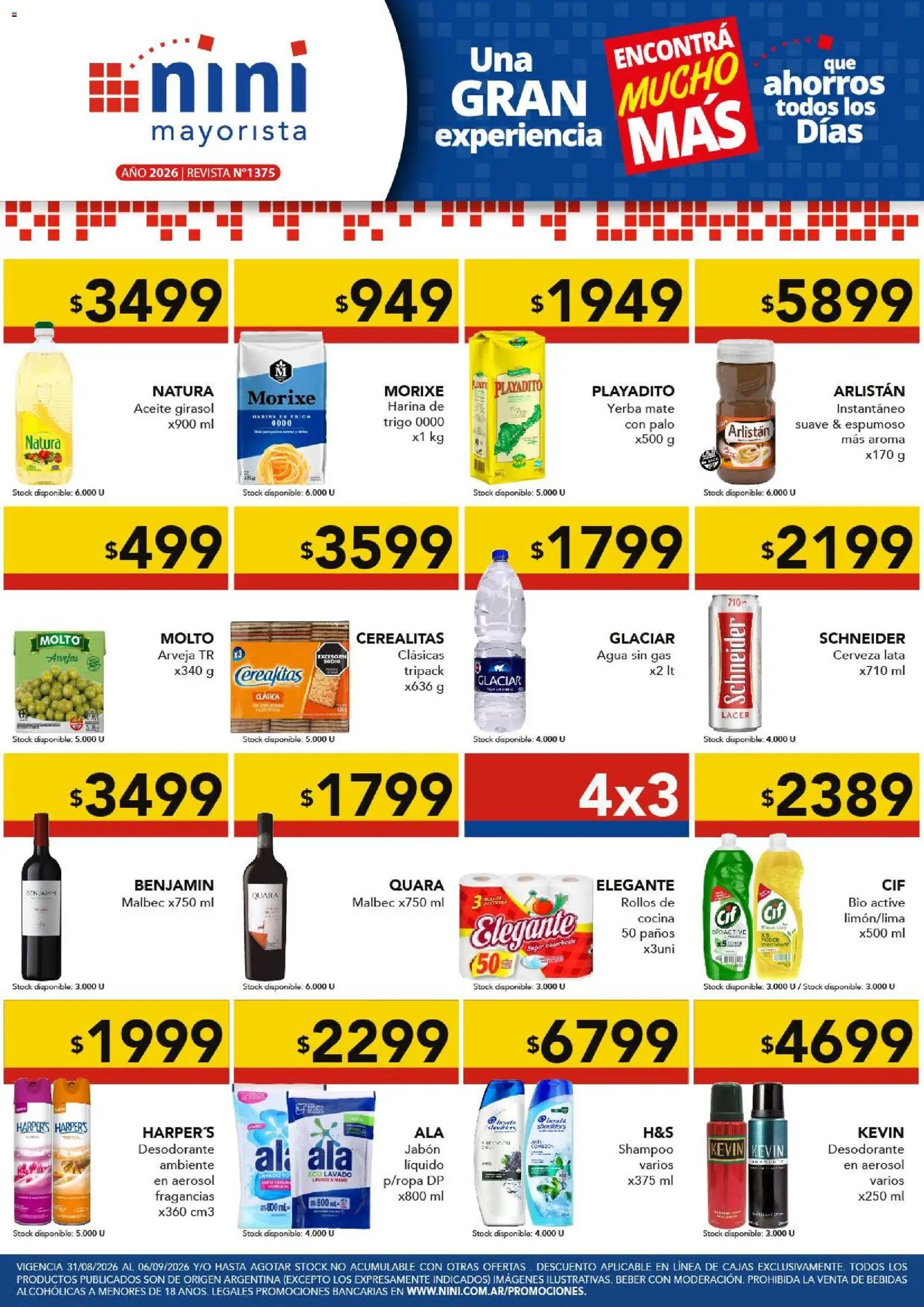 NINI Mayorista catálogo │ válido desde el 31/08/2026 | Página: 1 | Productos: Yerba, Aceite, Shampoo, Jabón
