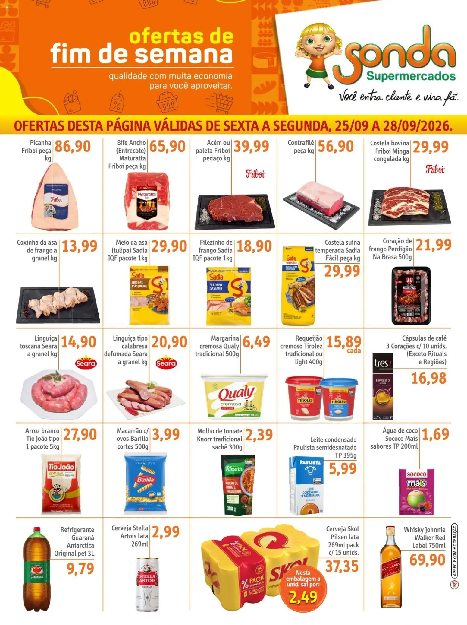 Sonda Folheto - válido de 25/09/2026 | Página: 1 | Produtos: Cápsulas, Linguiça, Costela bovina, Leite