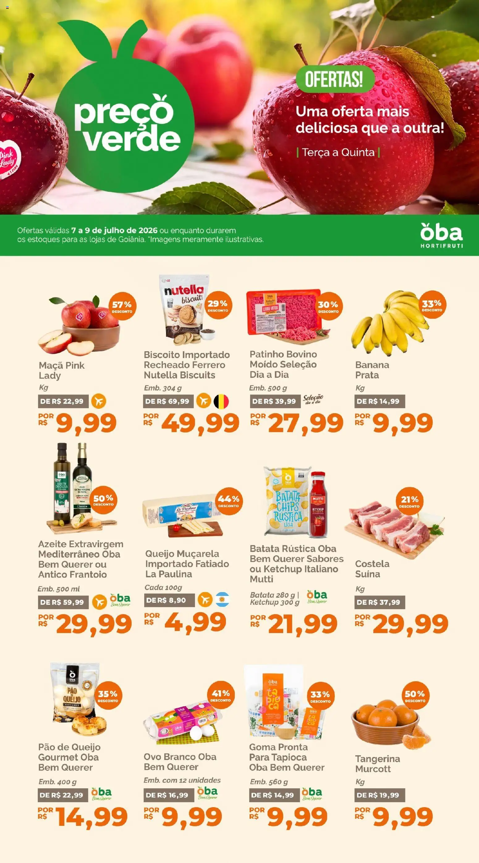 Oba Hortifruti Folheto - válido de 07/07/2026 | Página: 1 | Produtos: Biscoito, Tapioca, Queijo, Ketchup