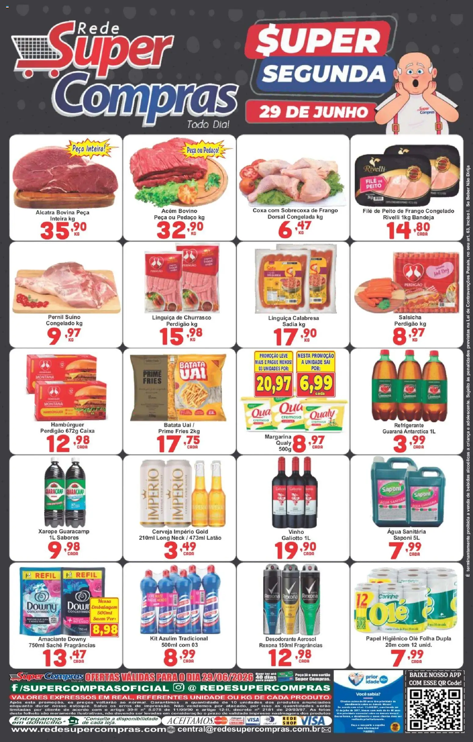 Rede Super Compras Folheto - válido de 29/06/2026 | Página: 2 | Produtos: Alcatra, Pernil, Xarope, Hambúrguer