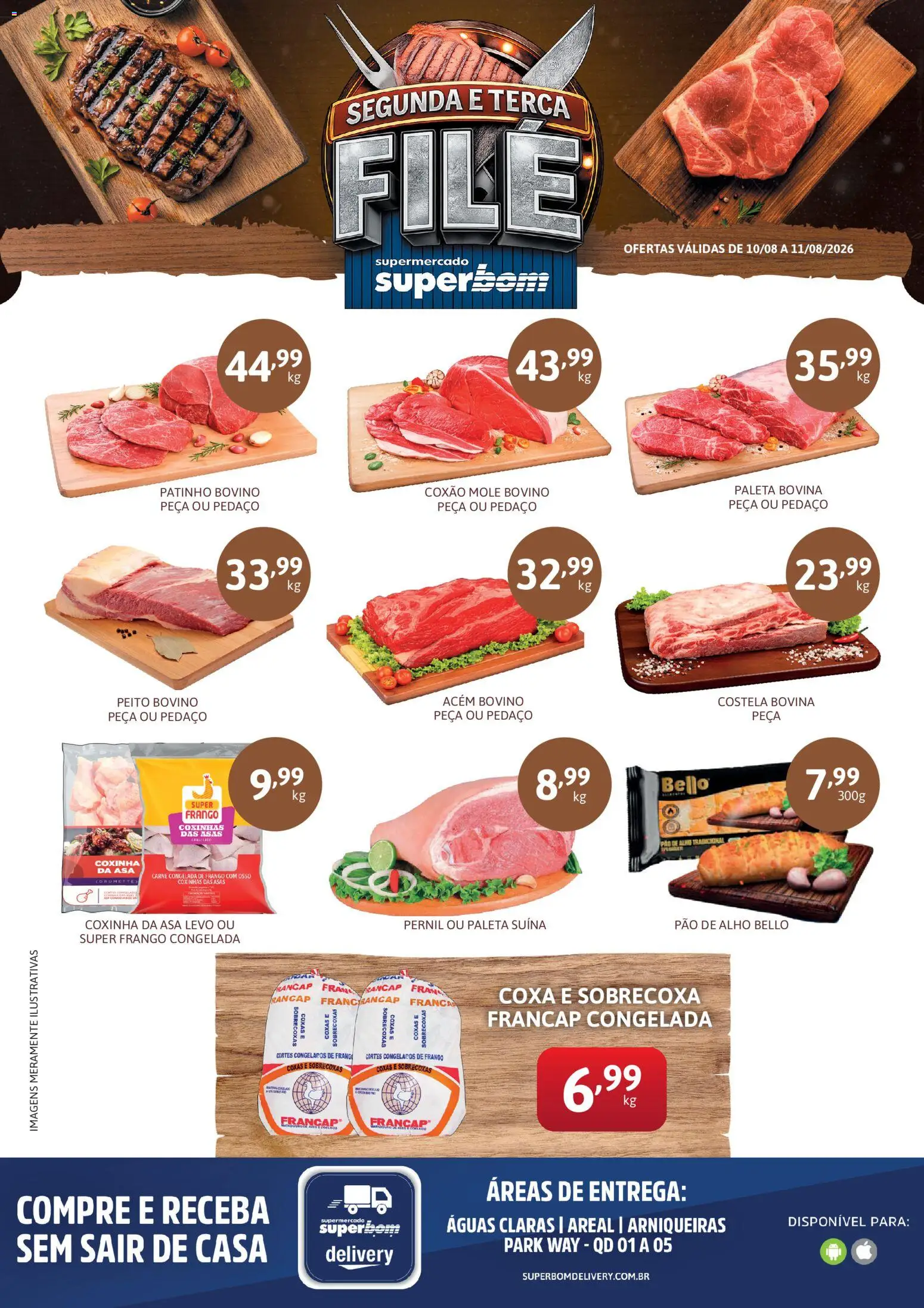 Superbom Folheto - válido de 10/08/2026 | Página: 1 | Produtos: Coxão mole, Pao de alho, Costela bovina, Frango
