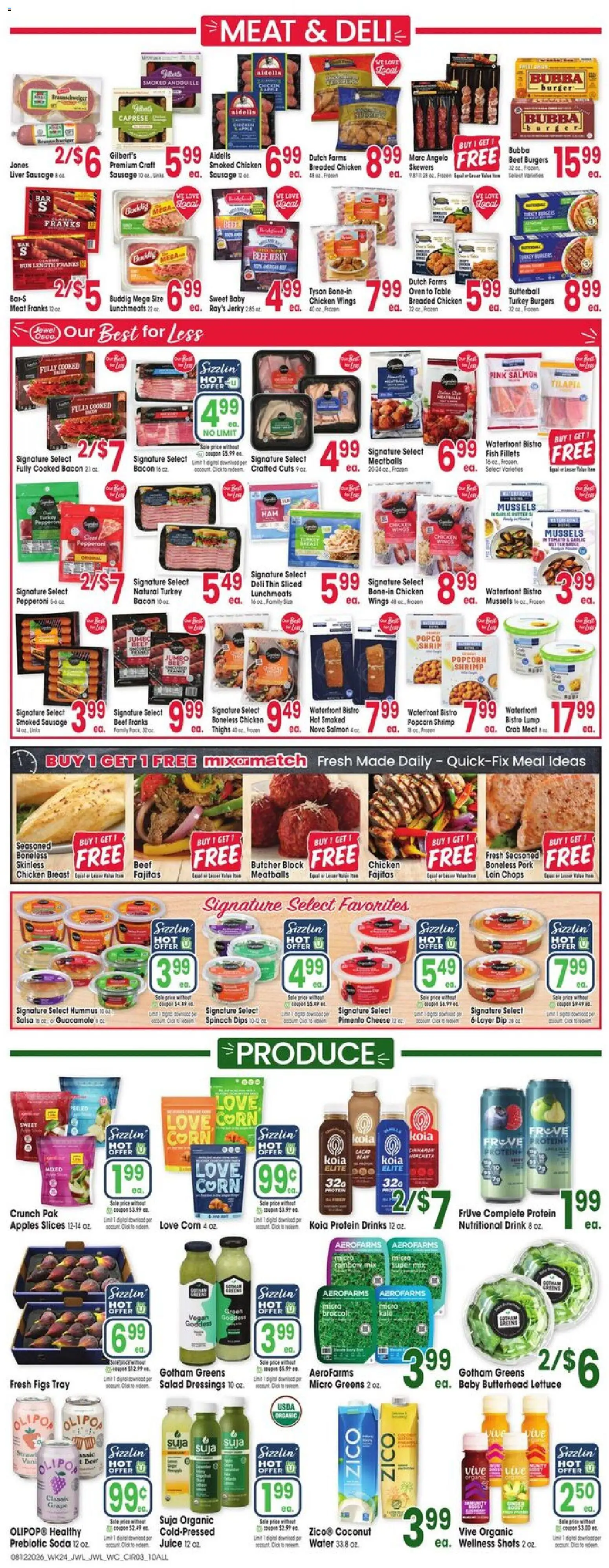 Jewel Osco Weekly Ad - valid from 08/12/2026 | Page: 3 | Products: Kale, Popcorn, Liver, Chicken wings