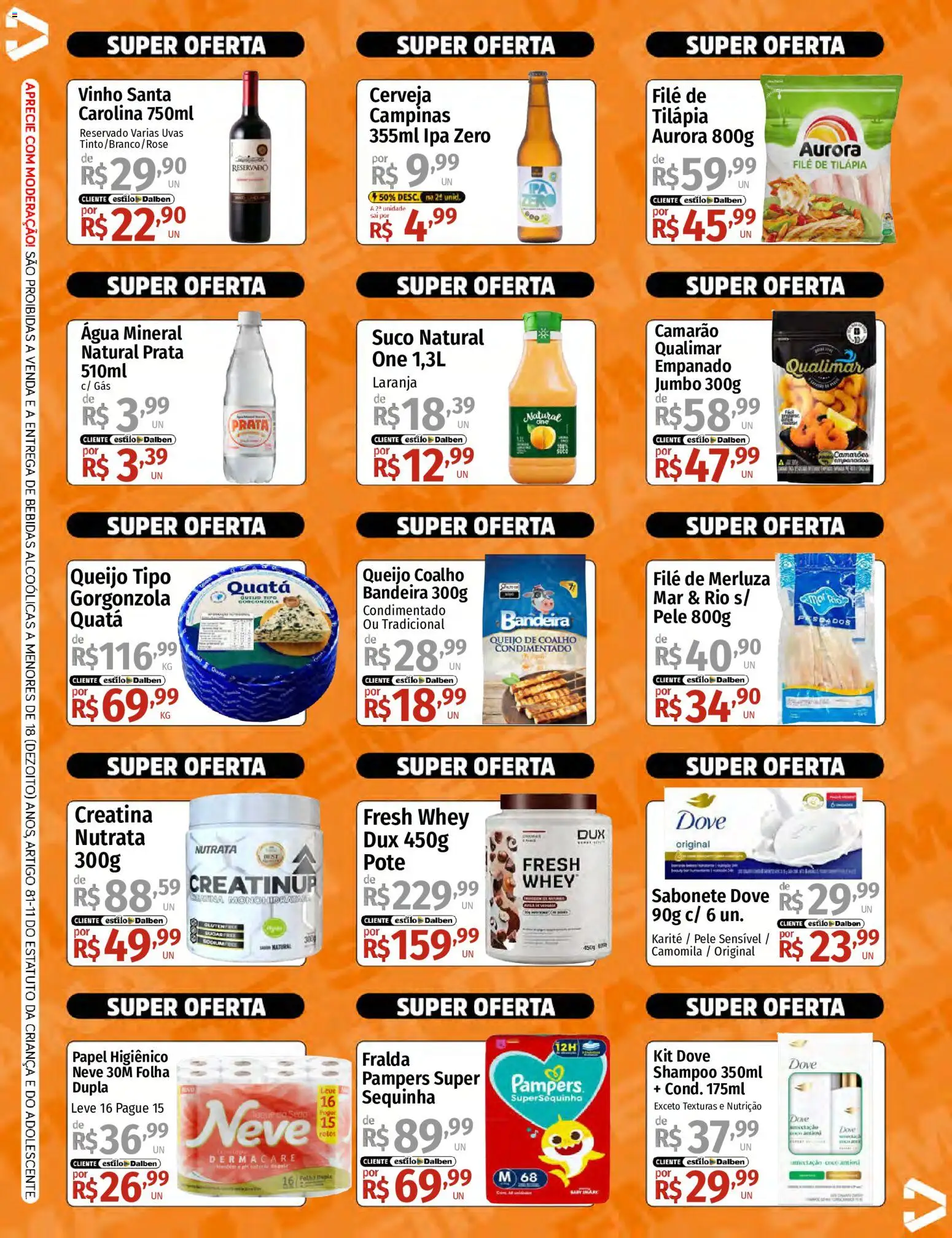 Supermercado Dalben Folheto - válido de 07/08/2026 | Página: 2 | Produtos: Creatina, Queijo coalho, Sabonete, Filé de tilápia