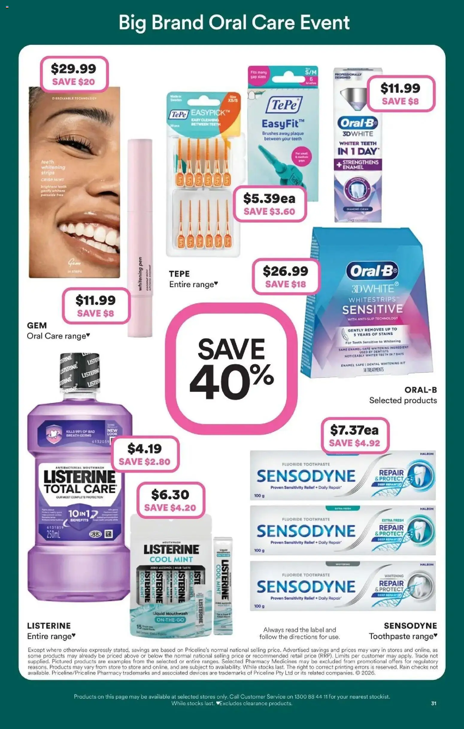 Priceline Pharmacy catalogue - valid from 30/07/2026 | Page: 31 | Products: Toothpaste, Mouthwash, Cap, Safe