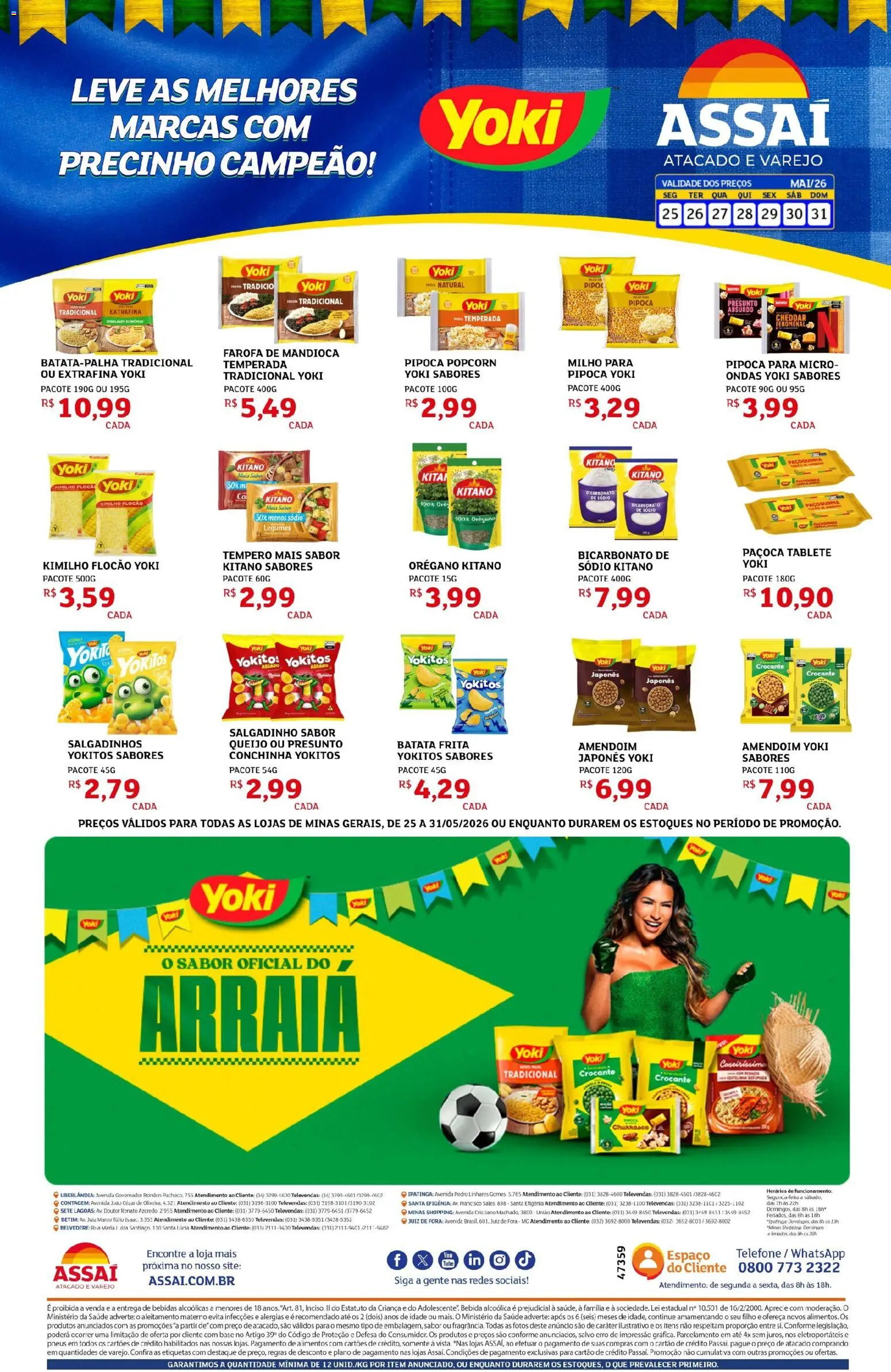 Assaí Atacadista Folheto - válido de 25.05.2026 | Página: 1 | Produtos: Mandioca, Cheddar, Salgadinhos, Paçoca
