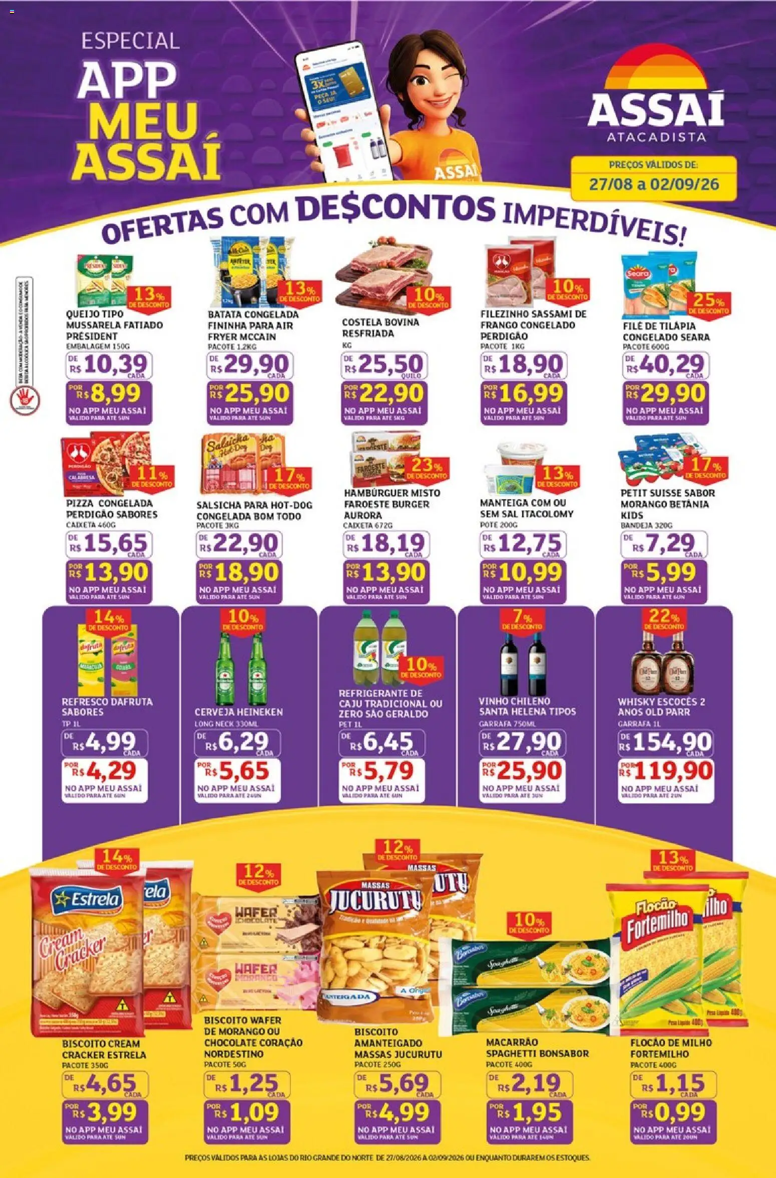 Assaí Atacadista Folheto - válido de 27/08/2026 | Página: 1 | Produtos: Caju, Salsicha, Queijo, Cerveja