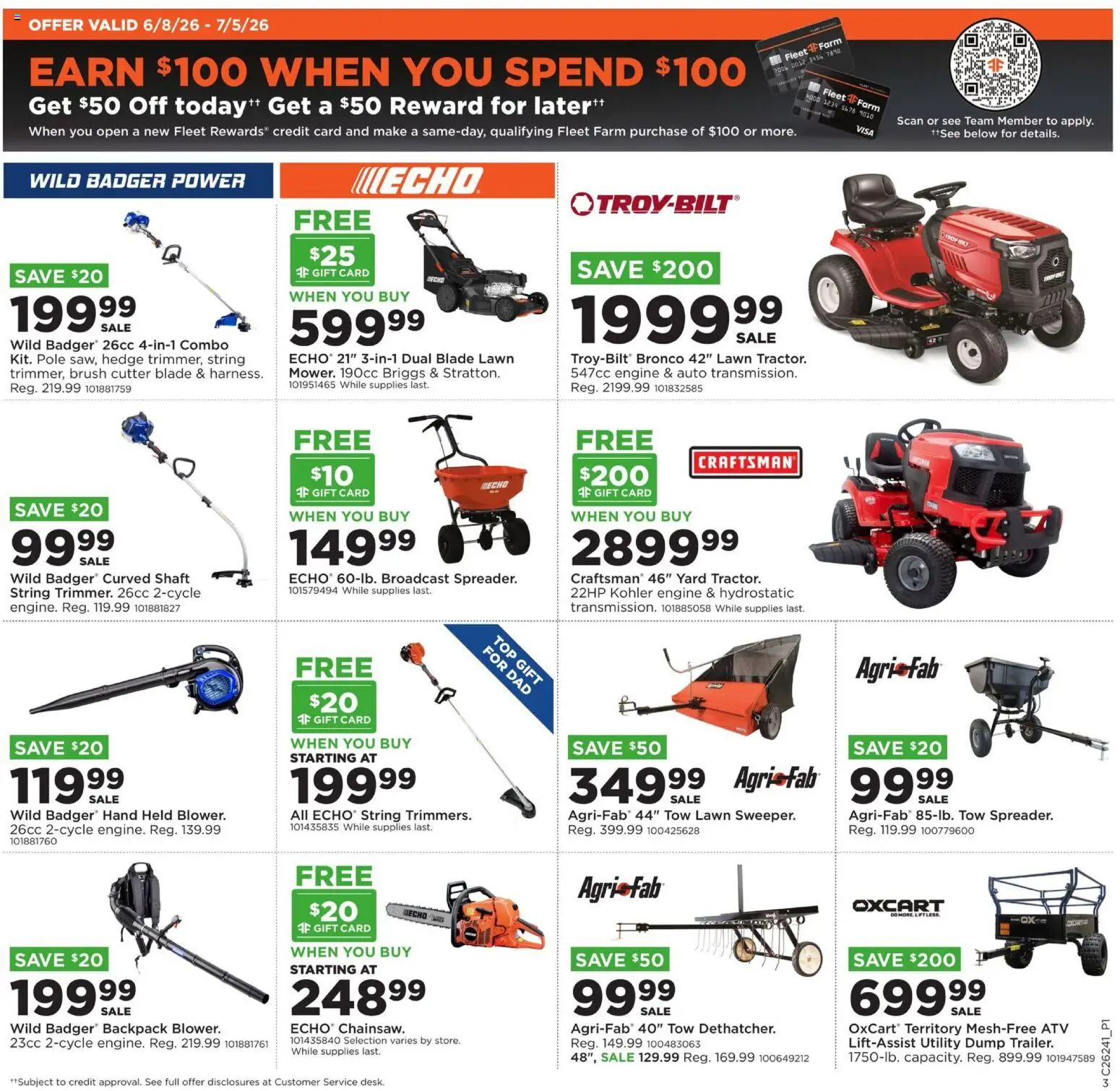 Mills Fleet Farm Weekly Ad - valid from 08.06.2026 | Page: 4 | Products: Brush, Backpack, Cutter