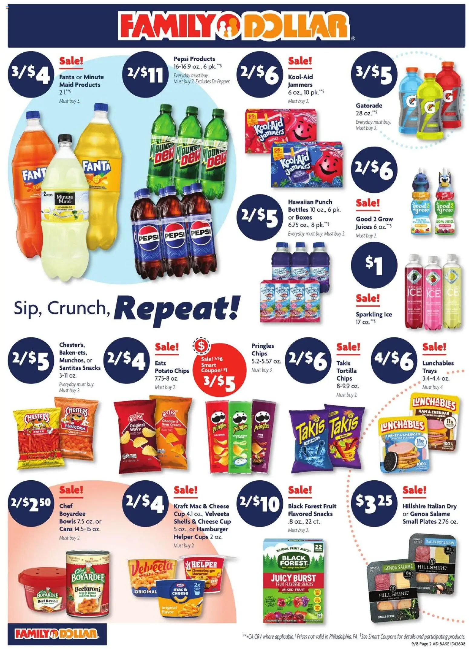 Family Dollar Weekly Ad - valid from 09/08/2026 | Page: 5 | Products: Potato chips, Beef, Chips, Lemonade