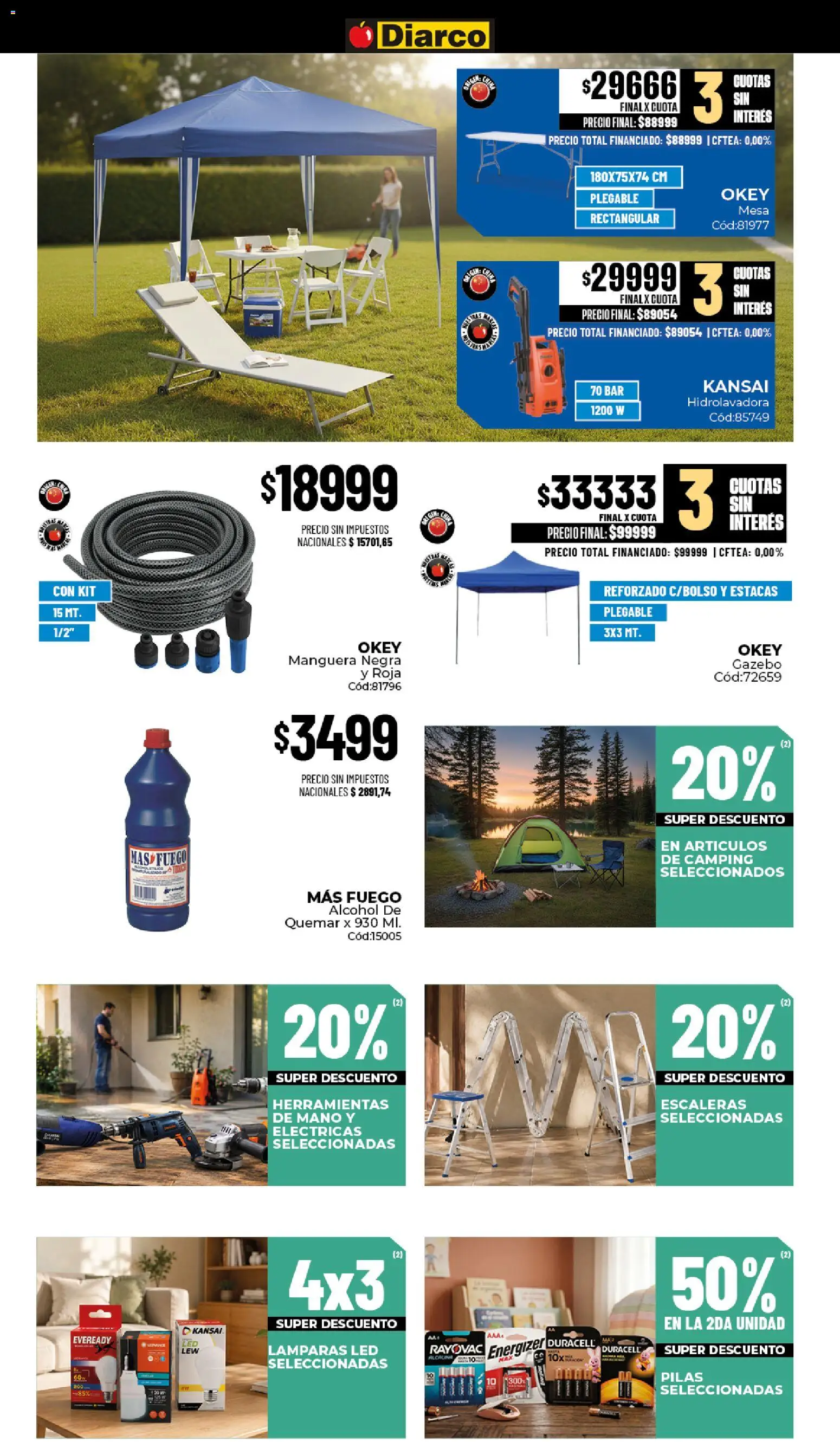 Diarco ofertas │ válido desde el 24/08/2026 | Página: 20 | Productos: Mesa, Manguera, Lámparas, Alcohol