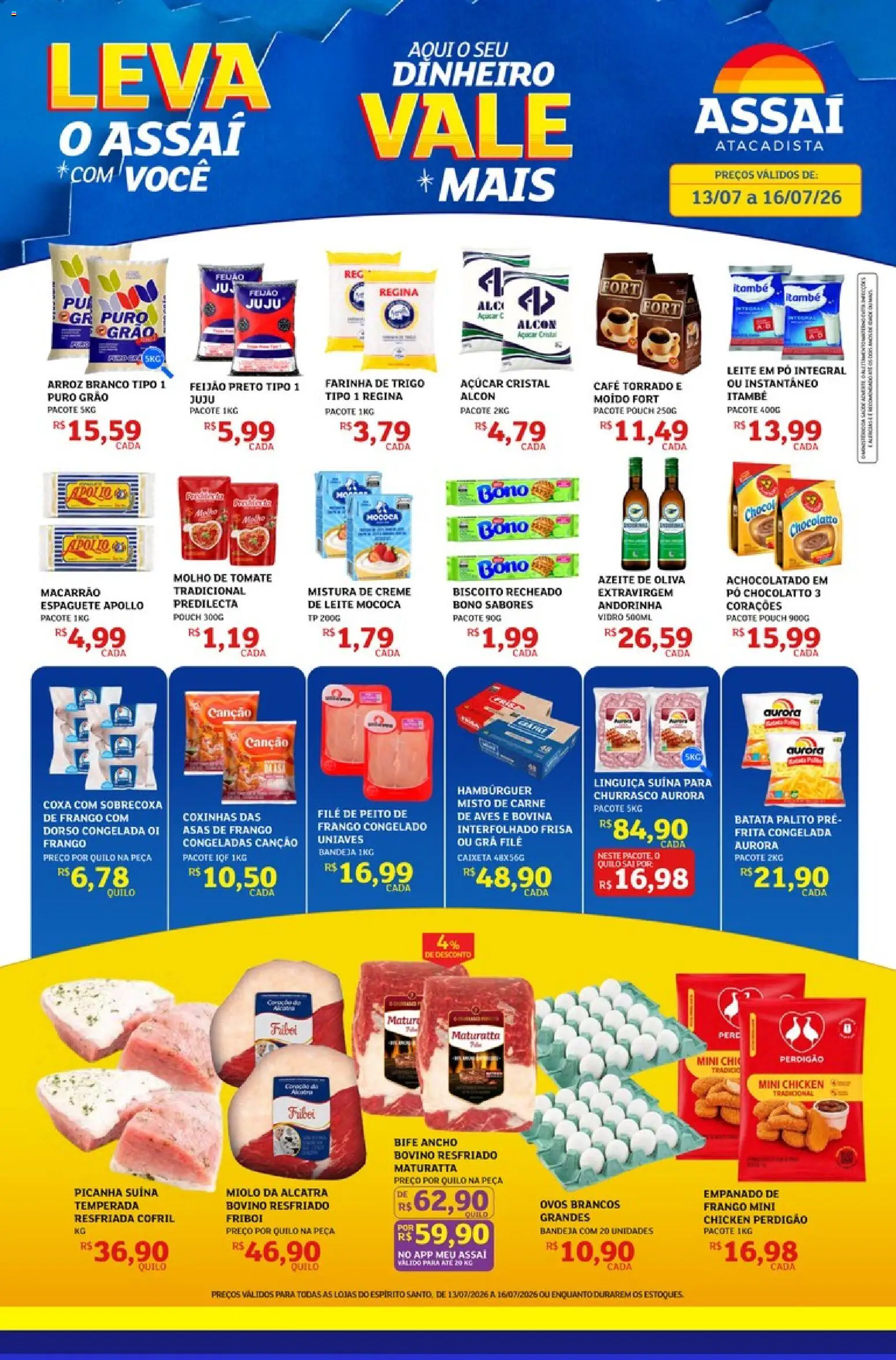 Assaí Atacadista Folheto - válido de 13/07/2026 | Página: 1 | Produtos: Arroz, Hambúrguer, Bandeja, Azeite