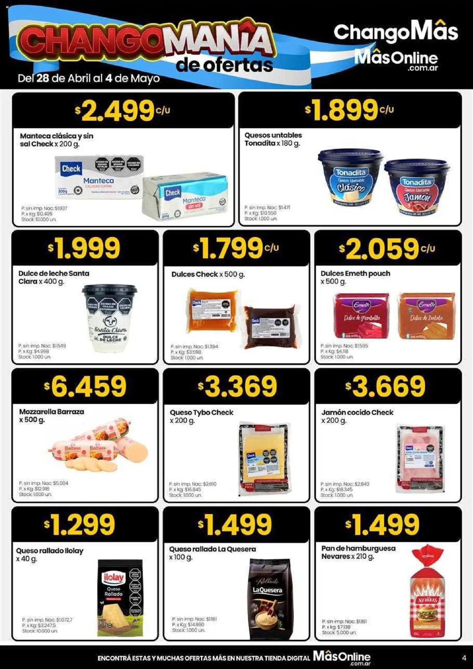 Changomas ofertas │ válido desde el 05.05.2026 | Página: 4 | Productos: Sal, Leche, Manteca, Pan