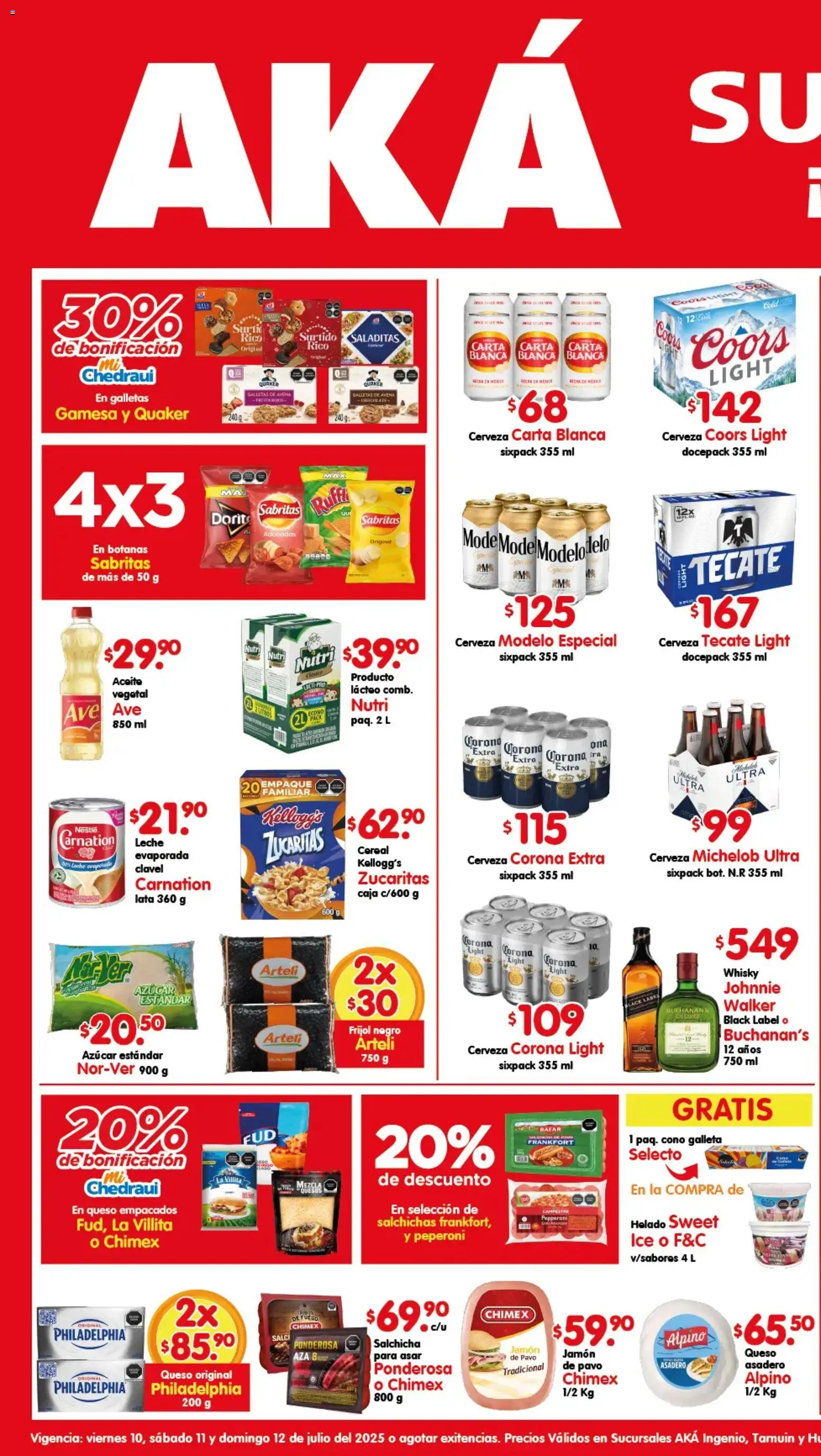 Nuevas ofertas de Arteli válidas en toda la República Mexicana desde el 10/07/2026. ¡Encuentra las mejores ofertas en Arteli folleto Aká Superbodegas Foraneas! | Página: 1 | Productos: Avena, Cerveza, Helado, Whisky