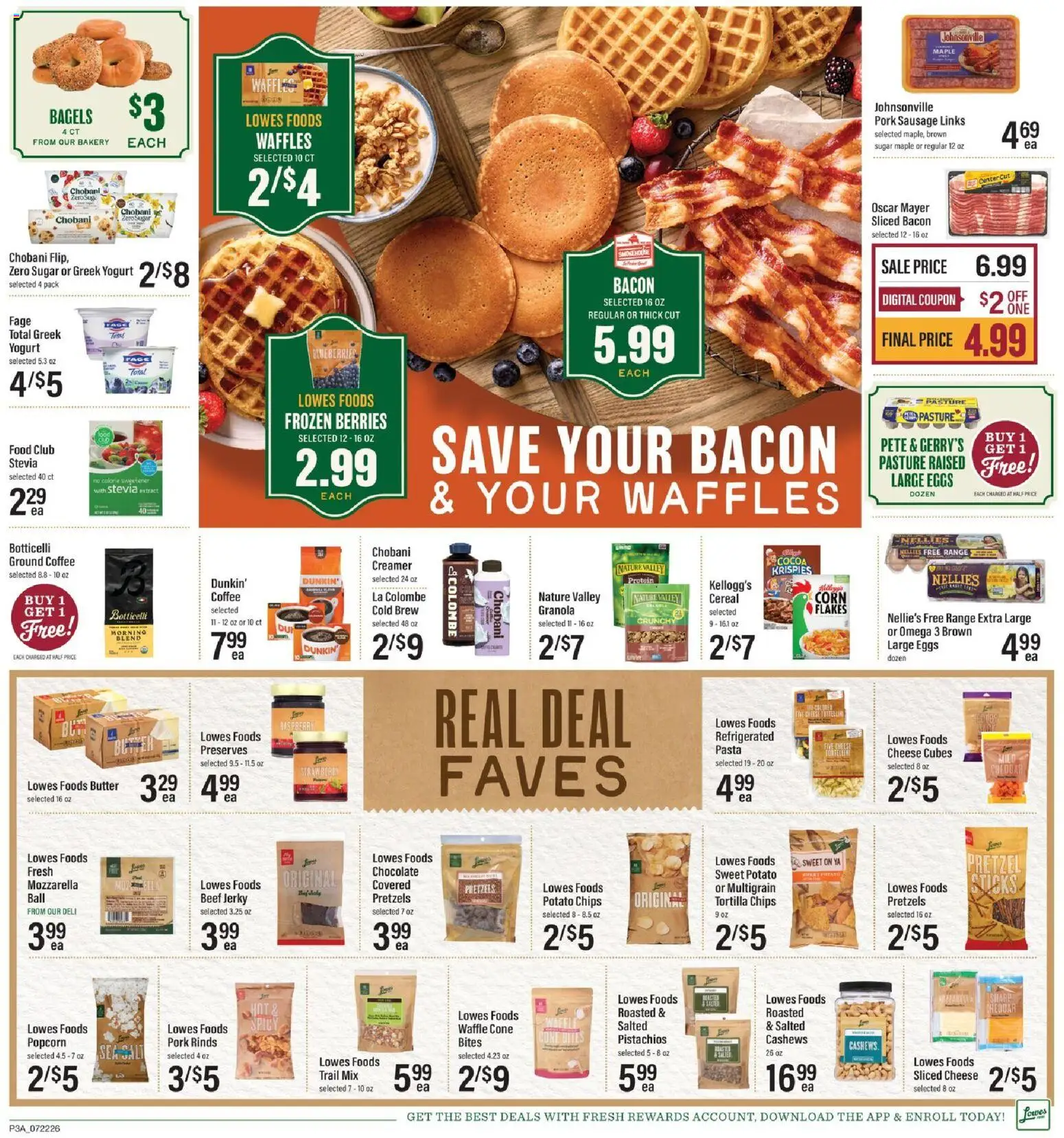Lowes Foods Weekly Ad - valid from 07/22/2026 | Page: 3 | Products: Bakery, Berries, Chips, Sausage